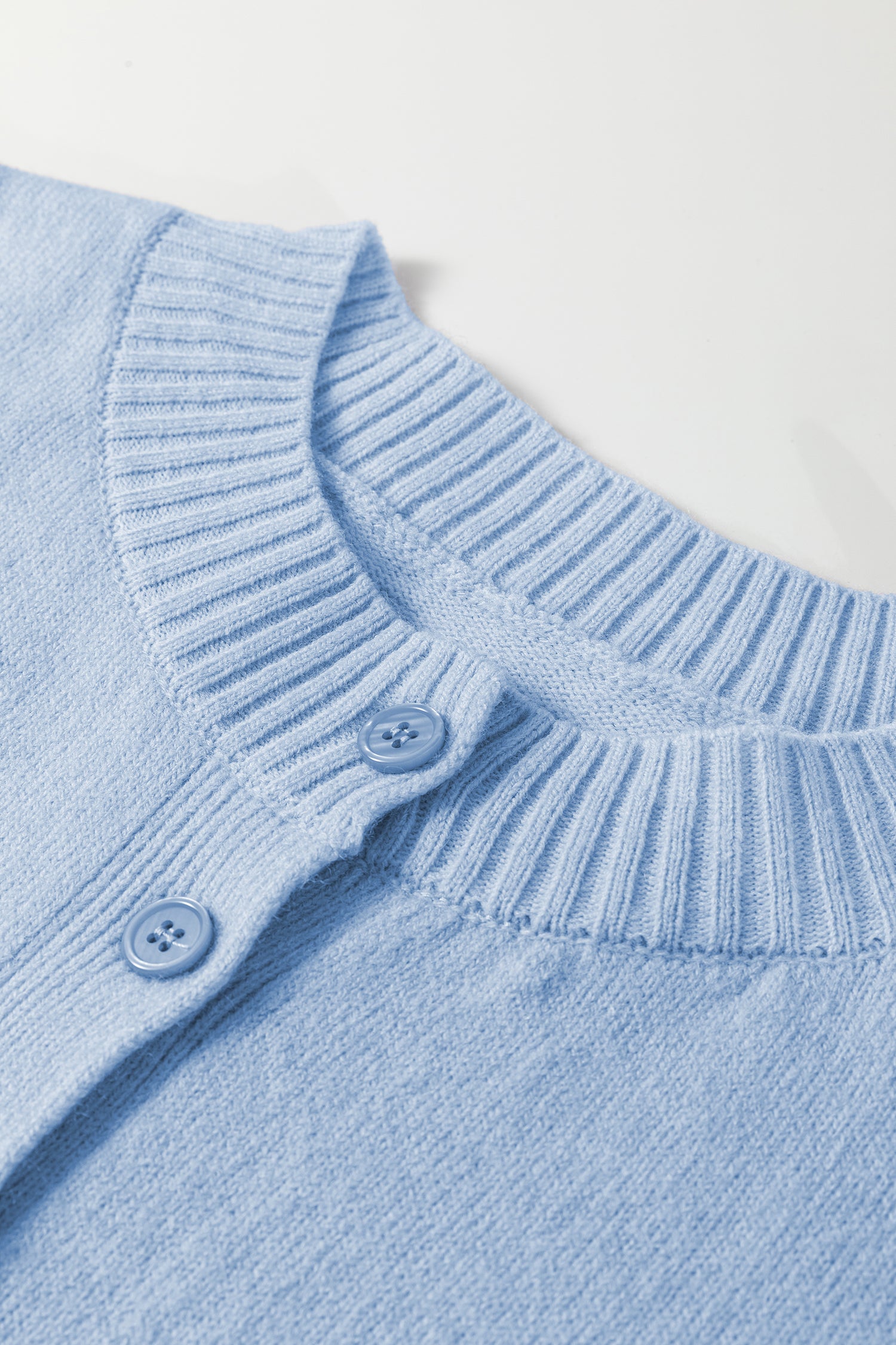 Beau Blue 3/4 Sleeve Boxy Knit Button Down Sweater Cardigan