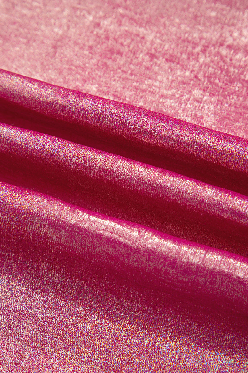 Bright Pink Metallic Round Neck Cap Sleeve Tee