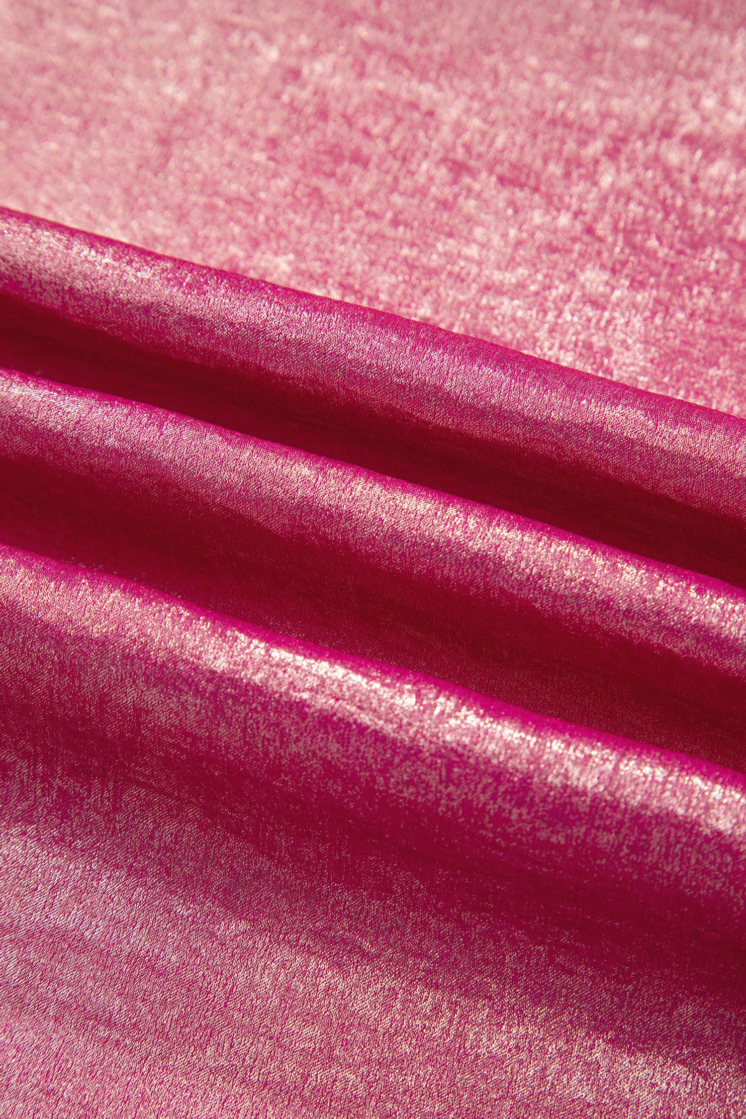 Bright Pink Metallic Round Neck Cap Sleeve Tee