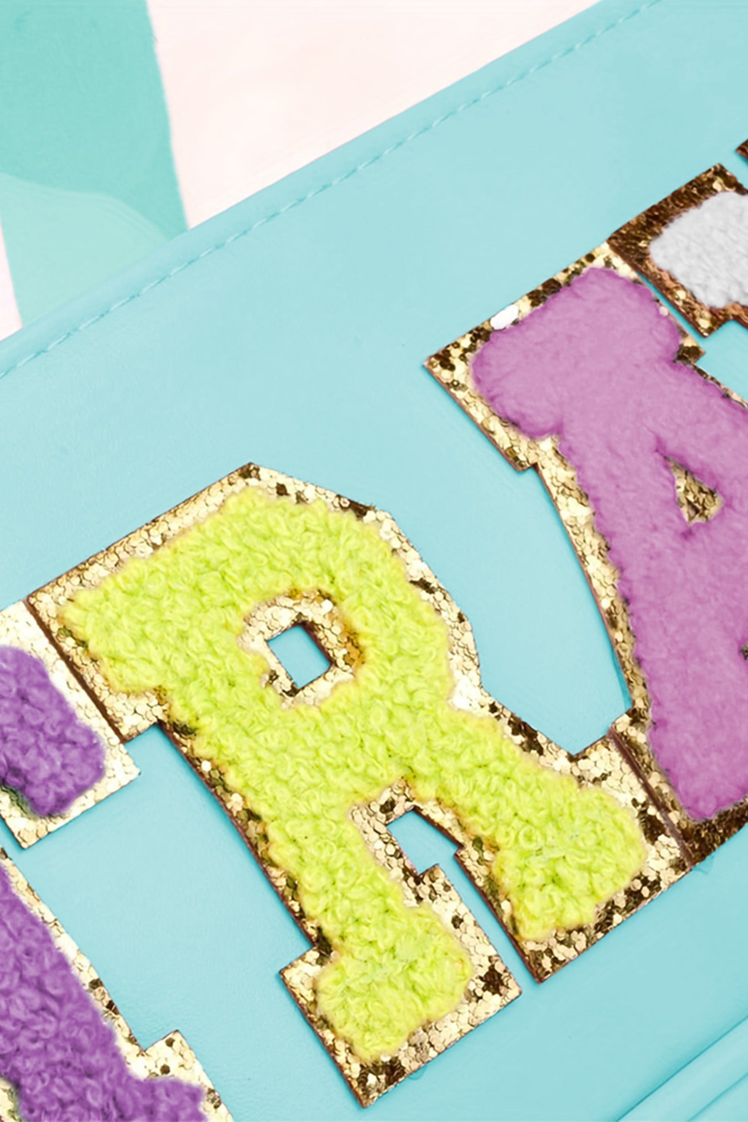 Light Pink TRAVEL Chenille Letter Clear PVC Makeup Bag