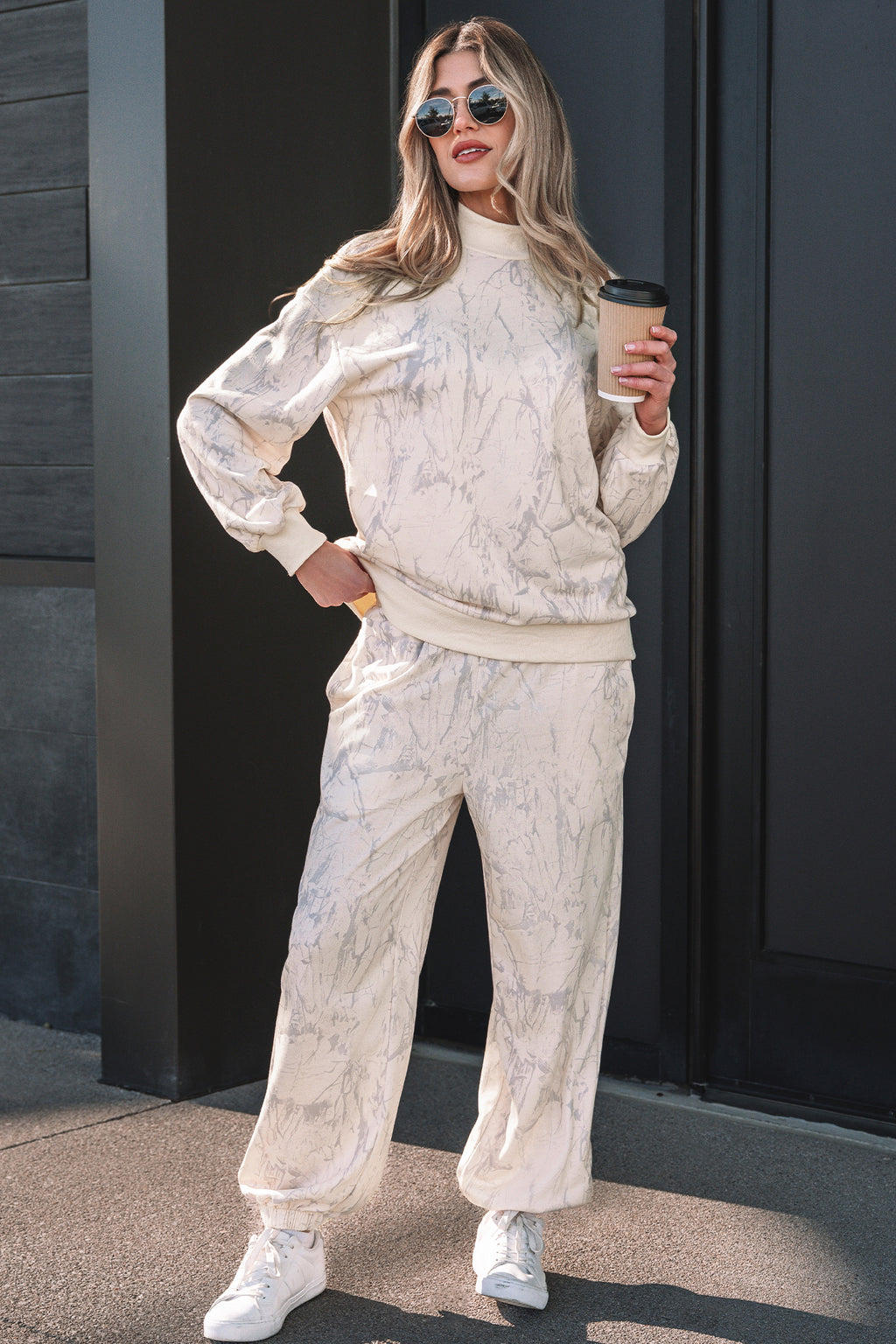 Khaki Camo Print Jogger Pants Set