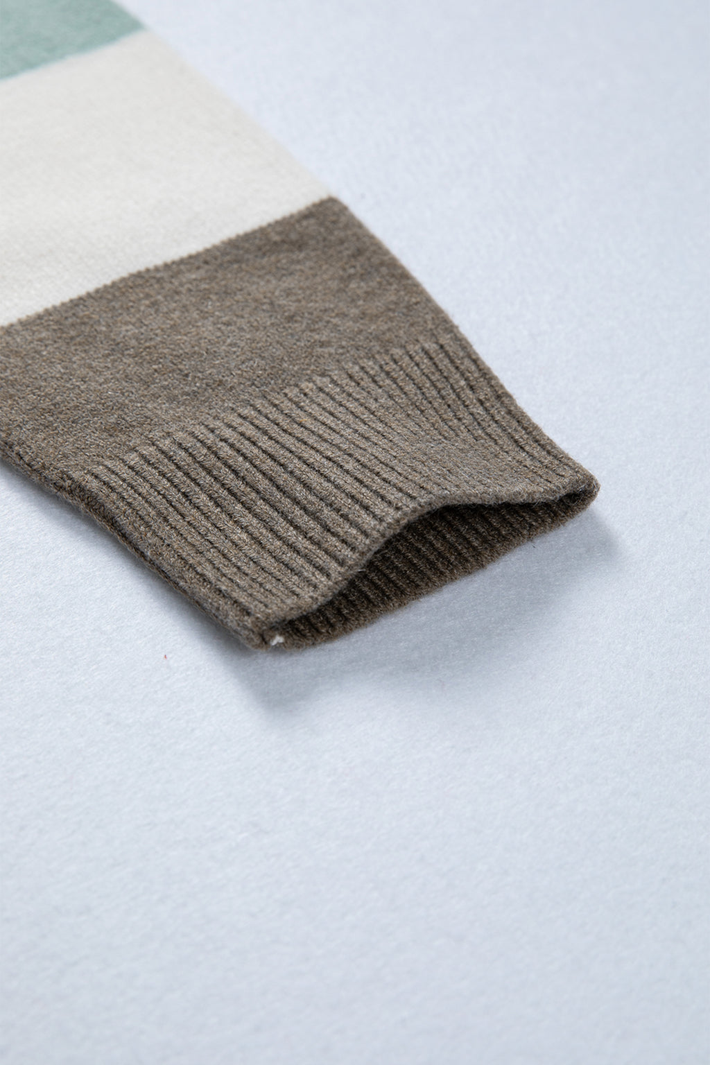 White Striped Color Block Knit Drop Shoulder Sweater