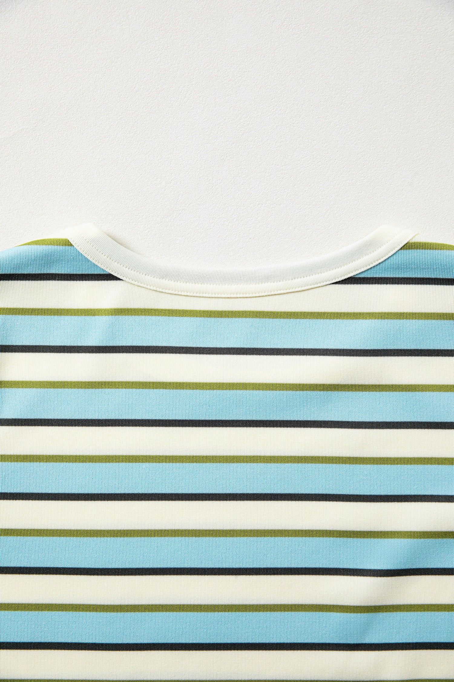 Multicolour Striped Round Neck Ribbed Knit Long Sleeve Top