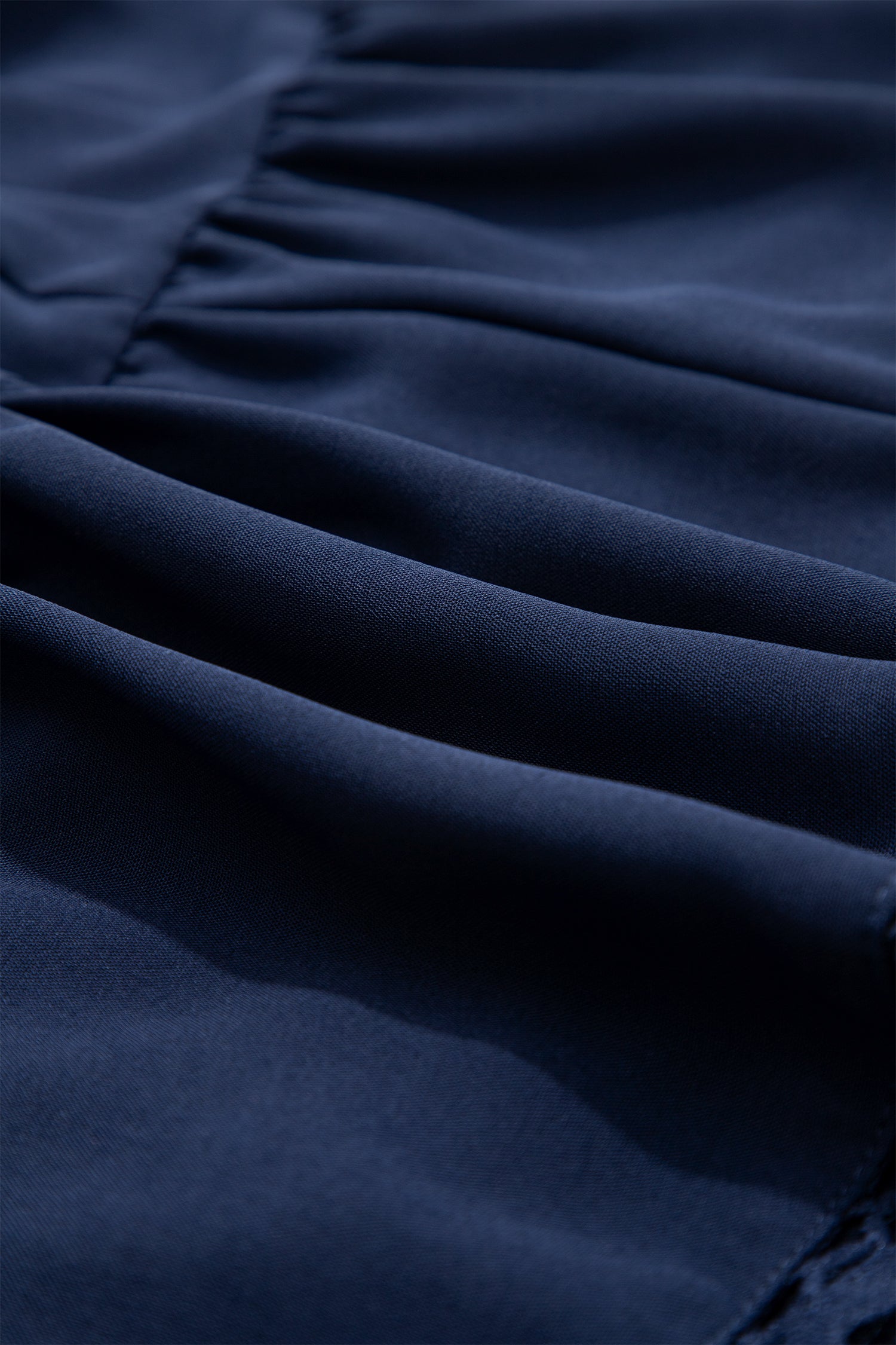 Navy Blue Plus Size Frilled Elastic Waist Lace Trim Boho Ruffled Shorts