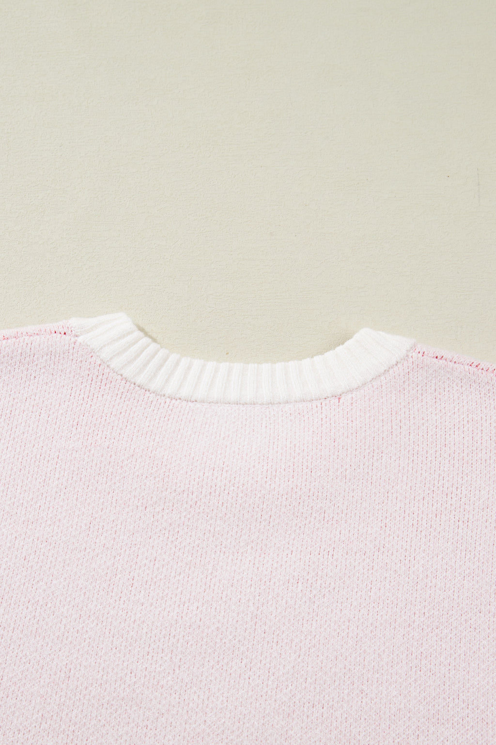 White Cherry Pattern Drop Shoulder Sweater