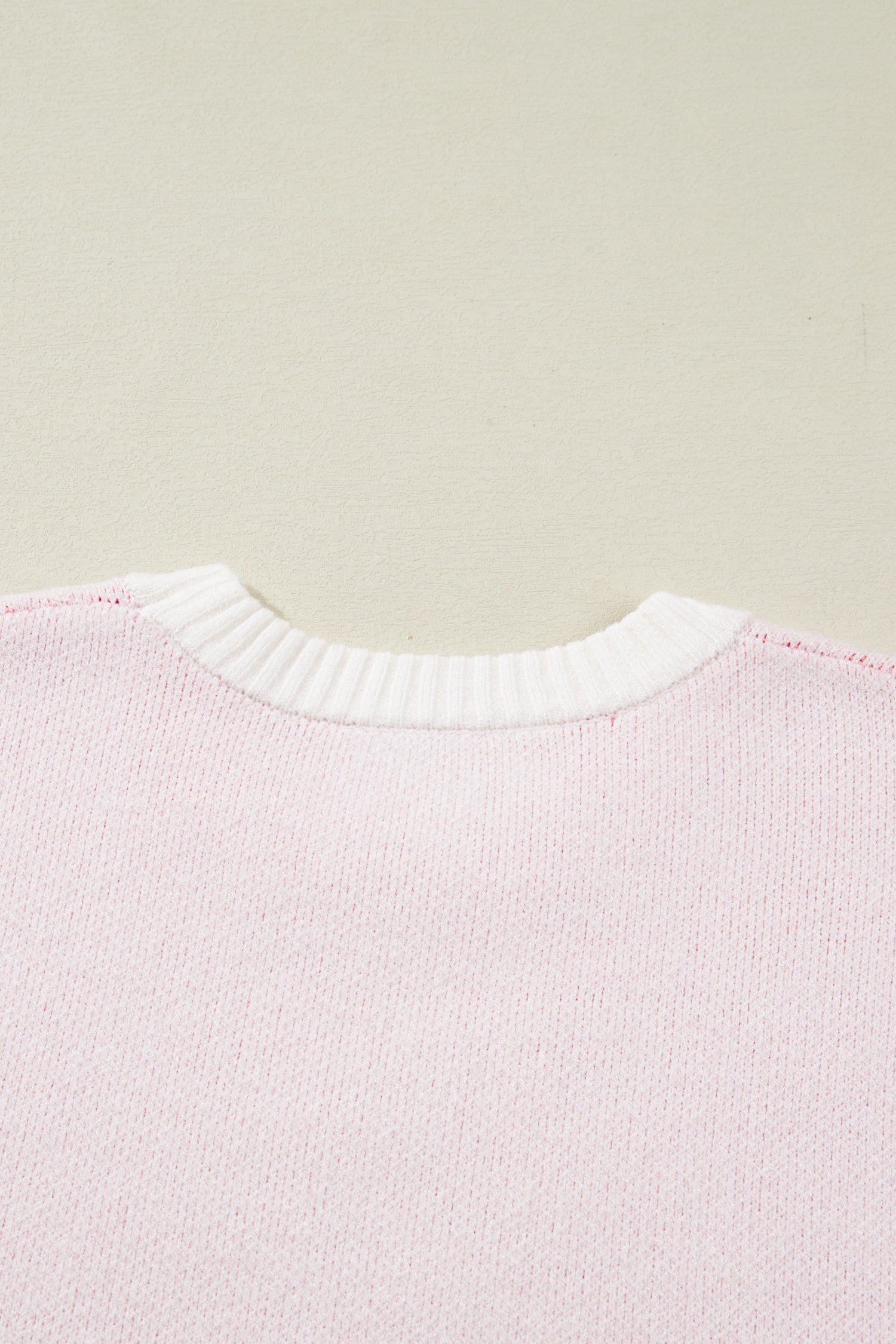 White Cherry Pattern Drop Shoulder Sweater