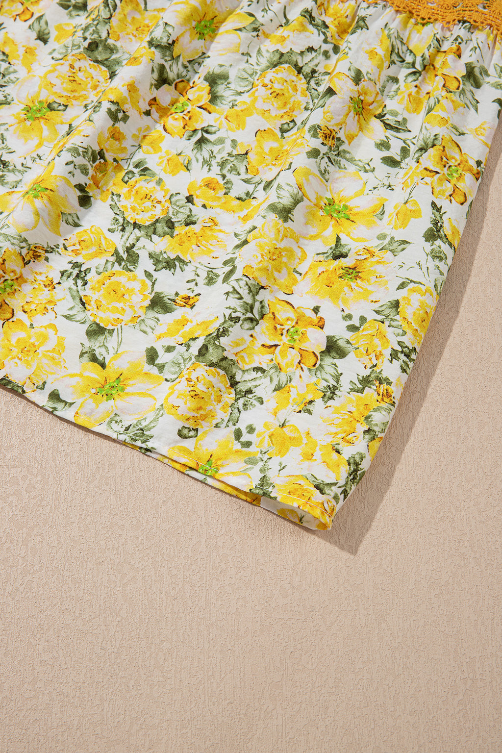 Banana Cream Floral Lace Tied Strap Empire Waist Maxi Dress