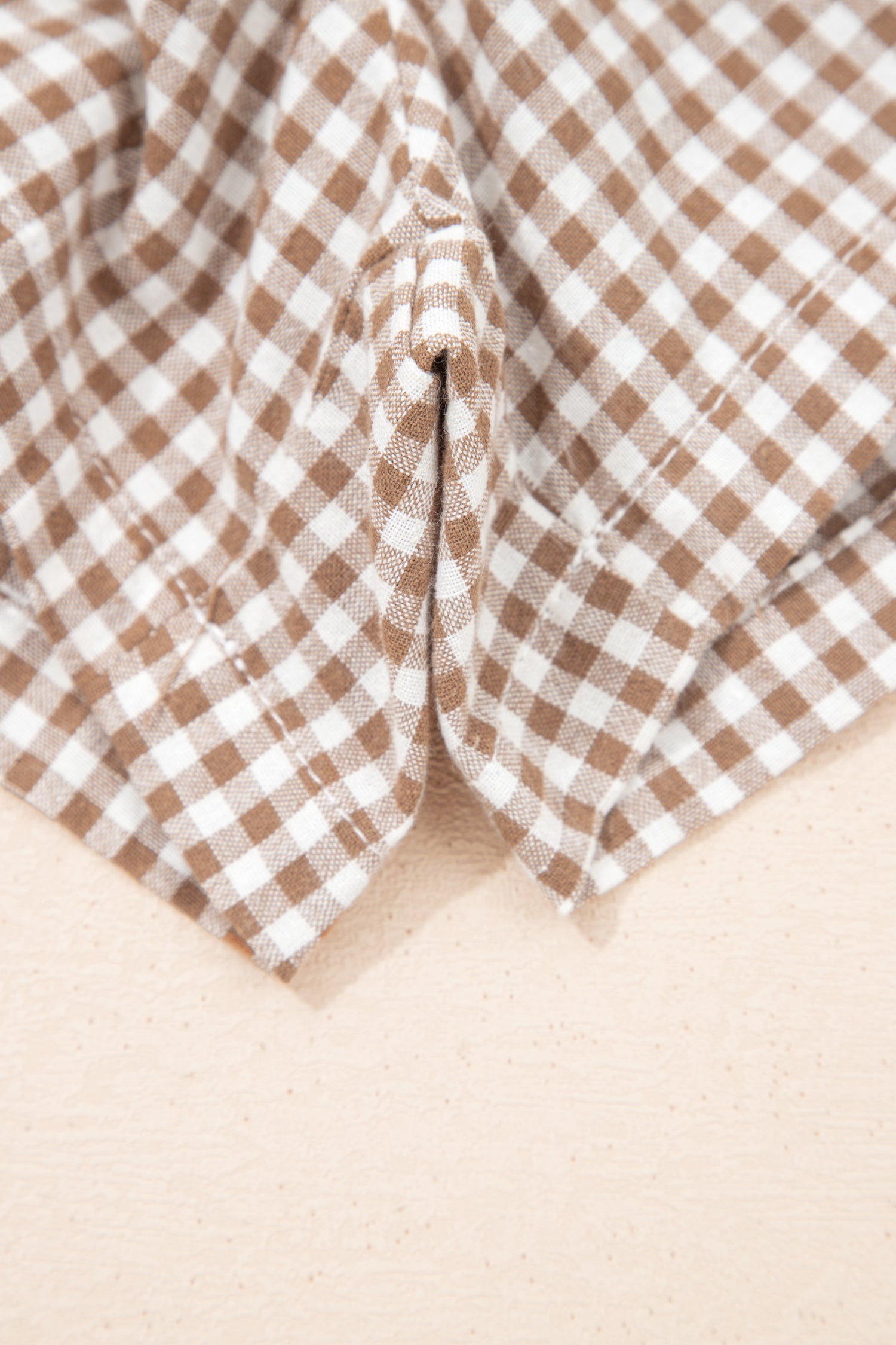 Green Contrast Trim Plaid Print Plus Size Shorts