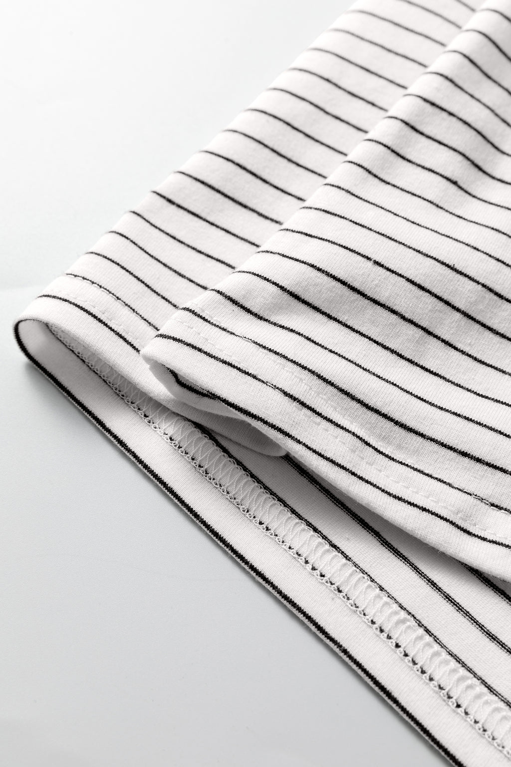 Brown Stripe Square Neck Long Sleeve Top