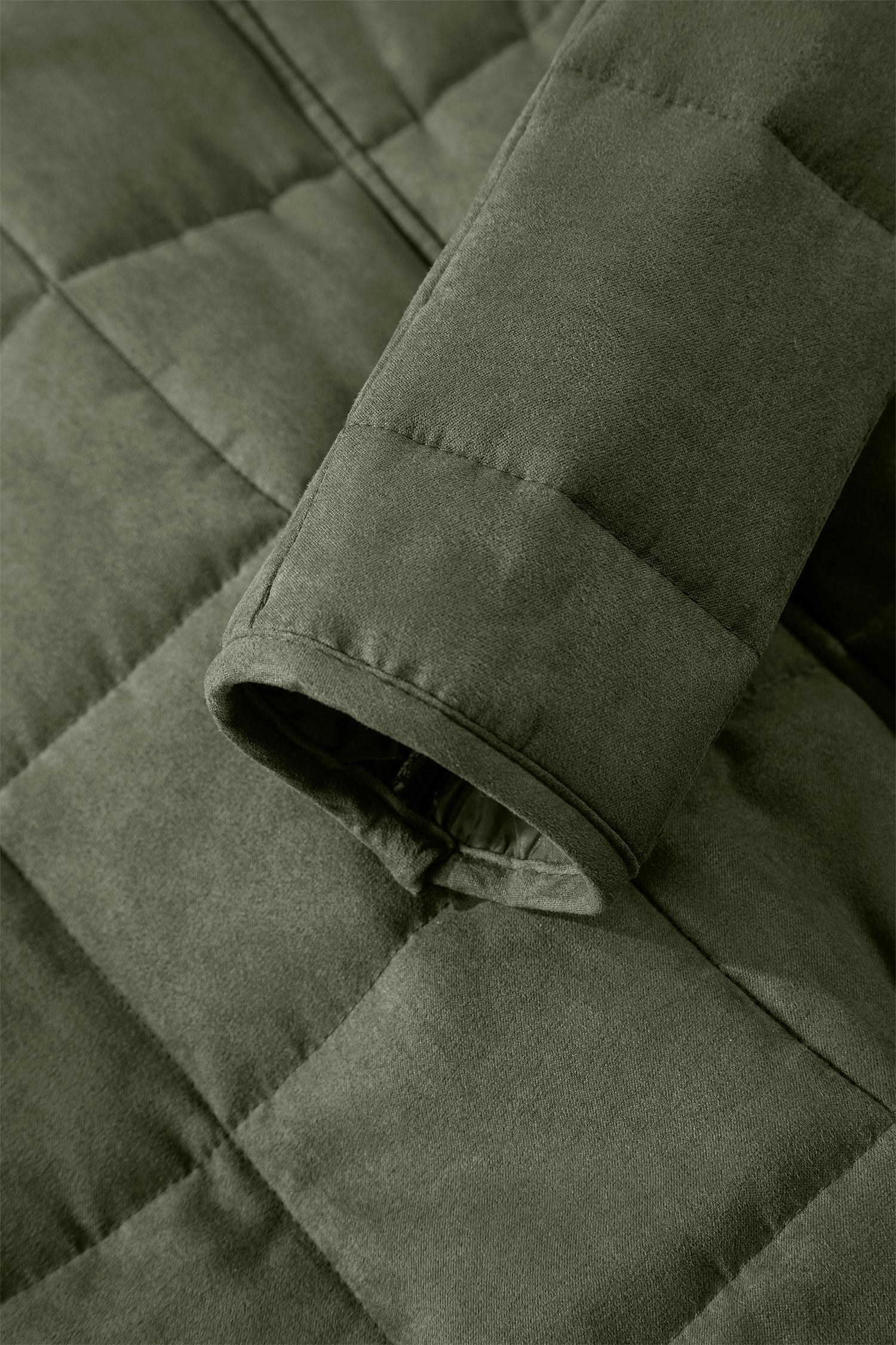 Green Zip-Up Pocket Quilted Jacket