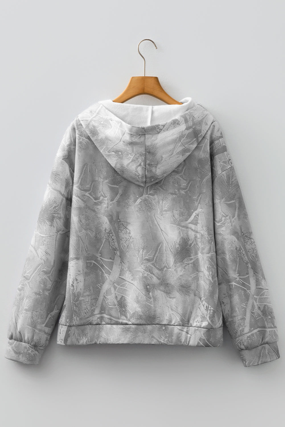 Beige Camouflage Woodland Print Oversized Sporty Hoodie