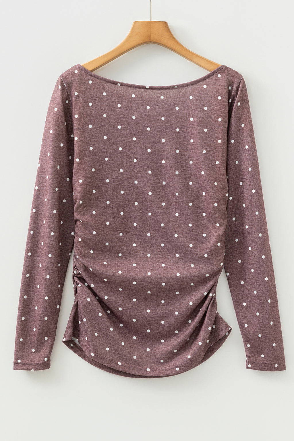 Jet Stream Polka Dot Boat Neck Knit Long Sleeve T Shirt