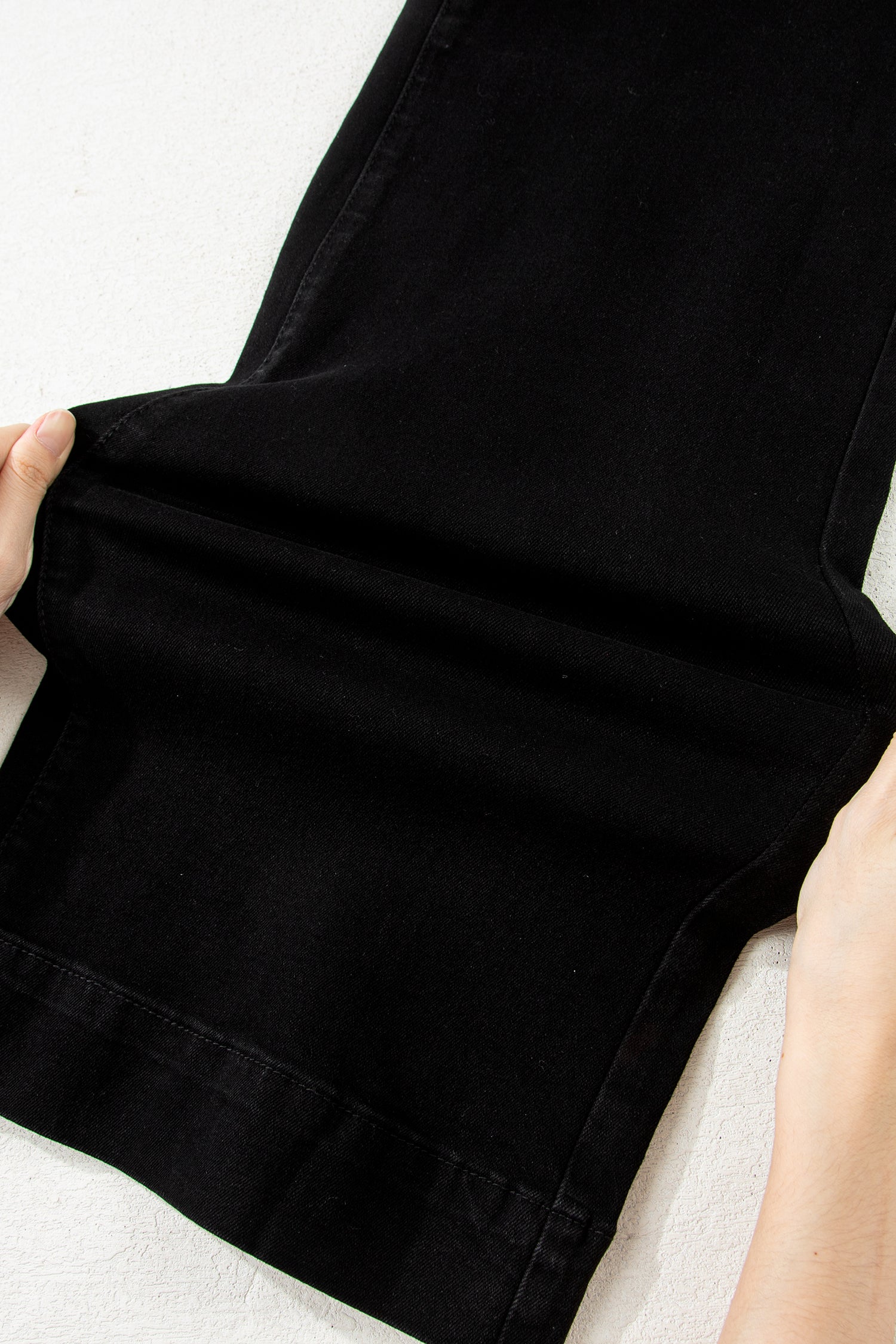 Black 2-Button High Waist Flared Bottom Jeans