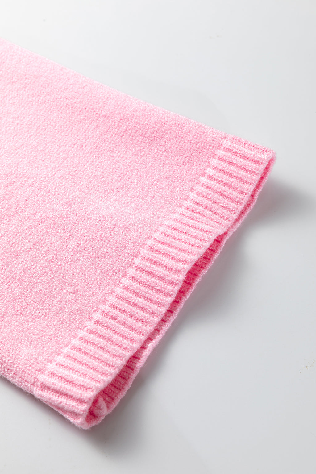 Pink Solid Color Knit Loose Bracelet Sleeve Dolman Sweater