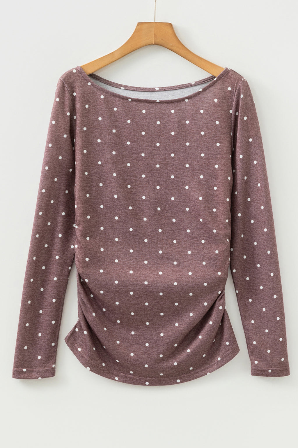 Jet Stream Polka Dot Boat Neck Knit Long Sleeve T Shirt