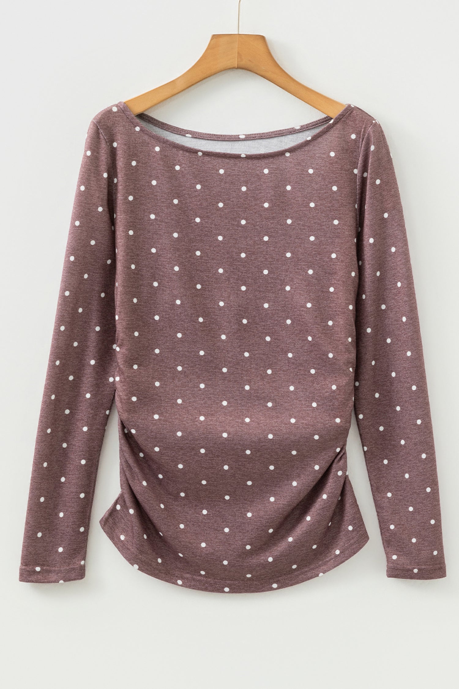 Jet Stream Polka Dot Boat Neck Knit Long Sleeve T Shirt