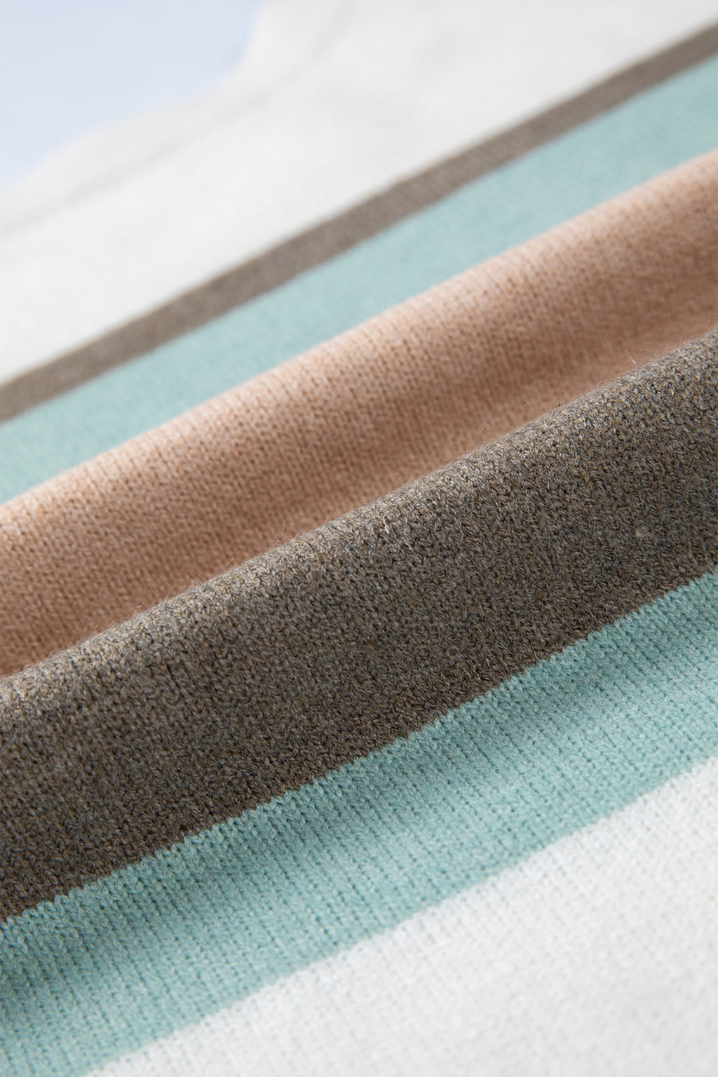 White Striped Color Block Knit Drop Shoulder Sweater