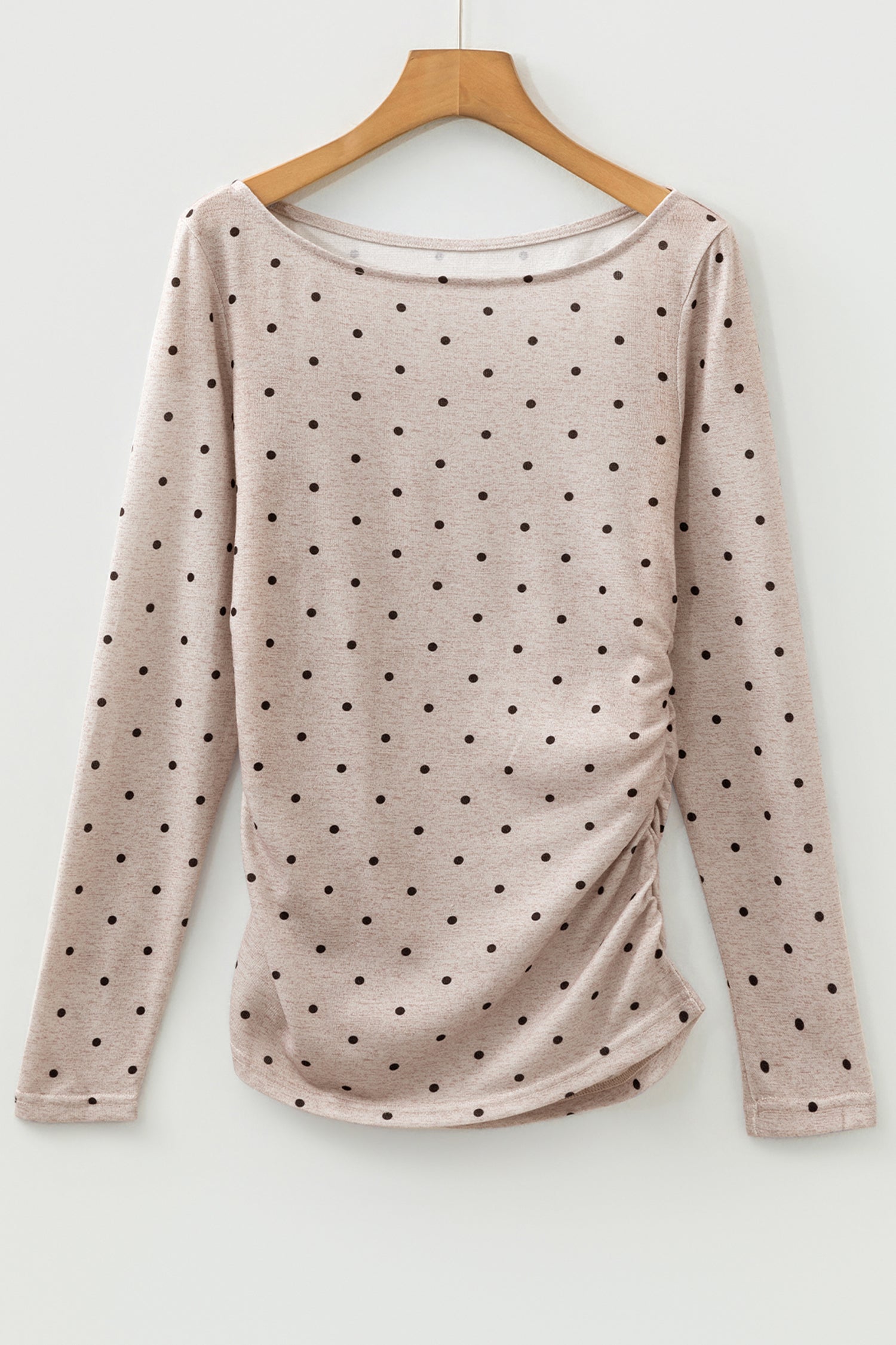 Jet Stream Polka Dot Boat Neck Knit Long Sleeve T Shirt