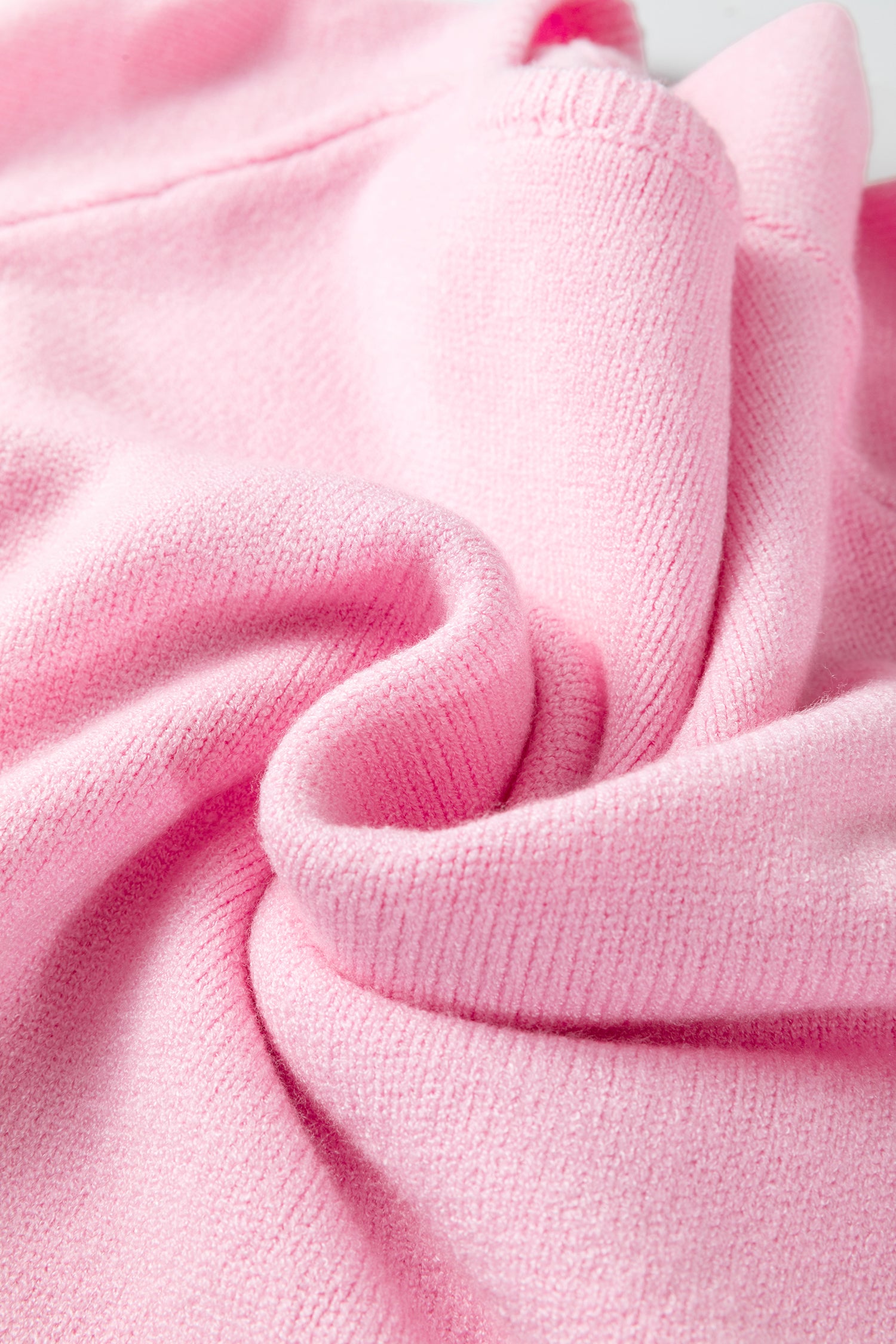 Pink Solid Color Knit Loose Bracelet Sleeve Dolman Sweater