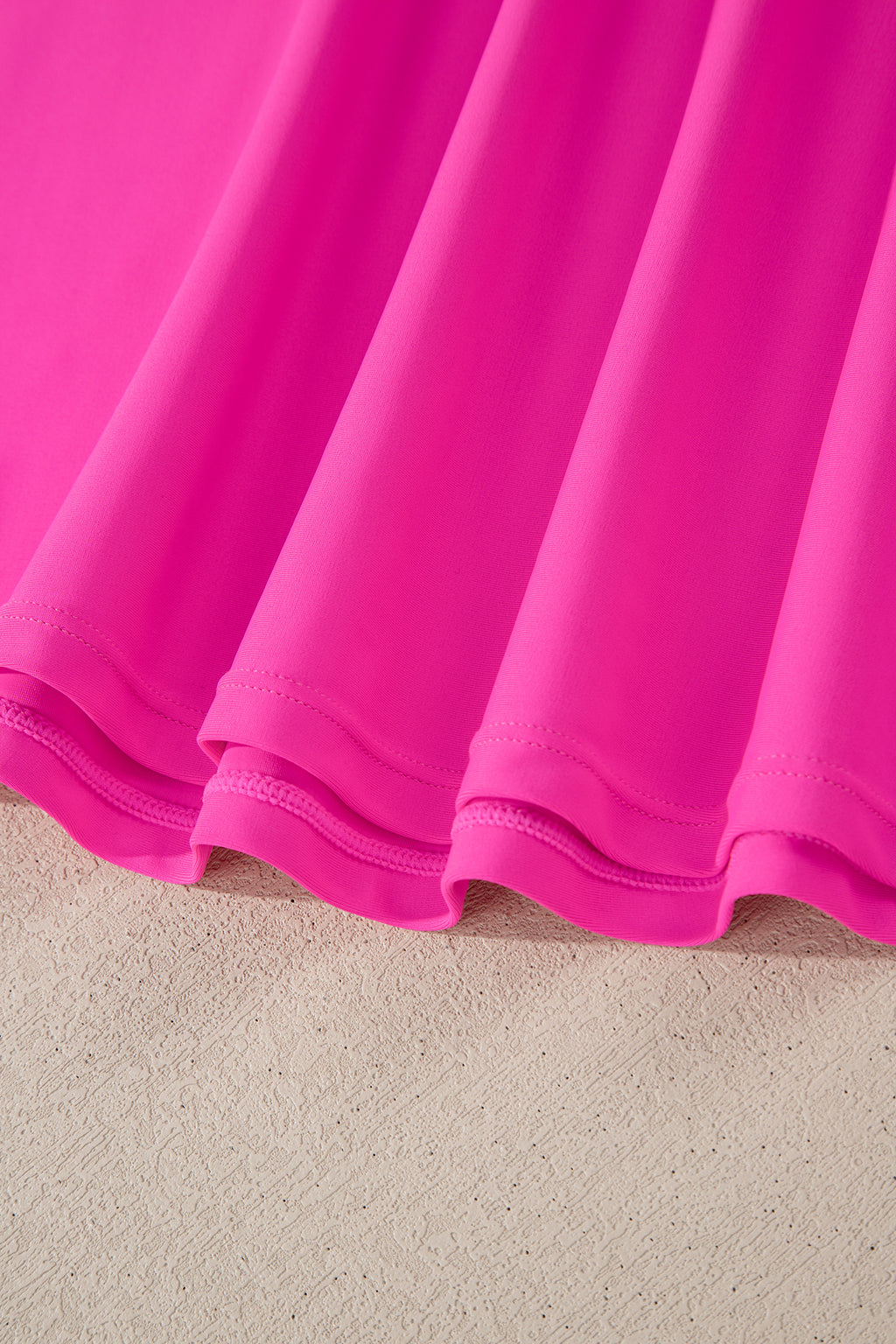 Rose Red Contrast Trim Neckline Active Shorts Attached One Piece Swim Dress