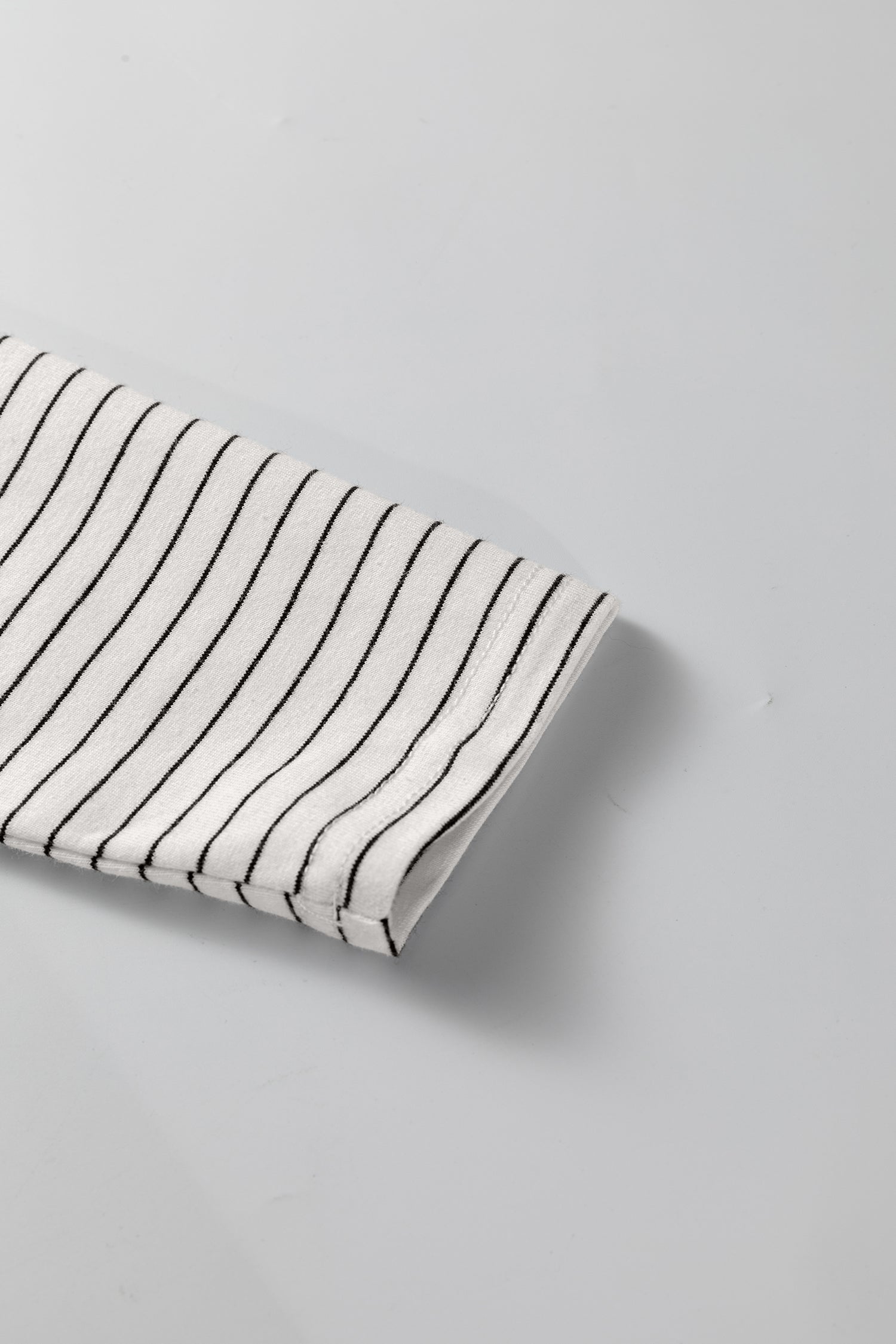 Brown Stripe Square Neck Long Sleeve Top