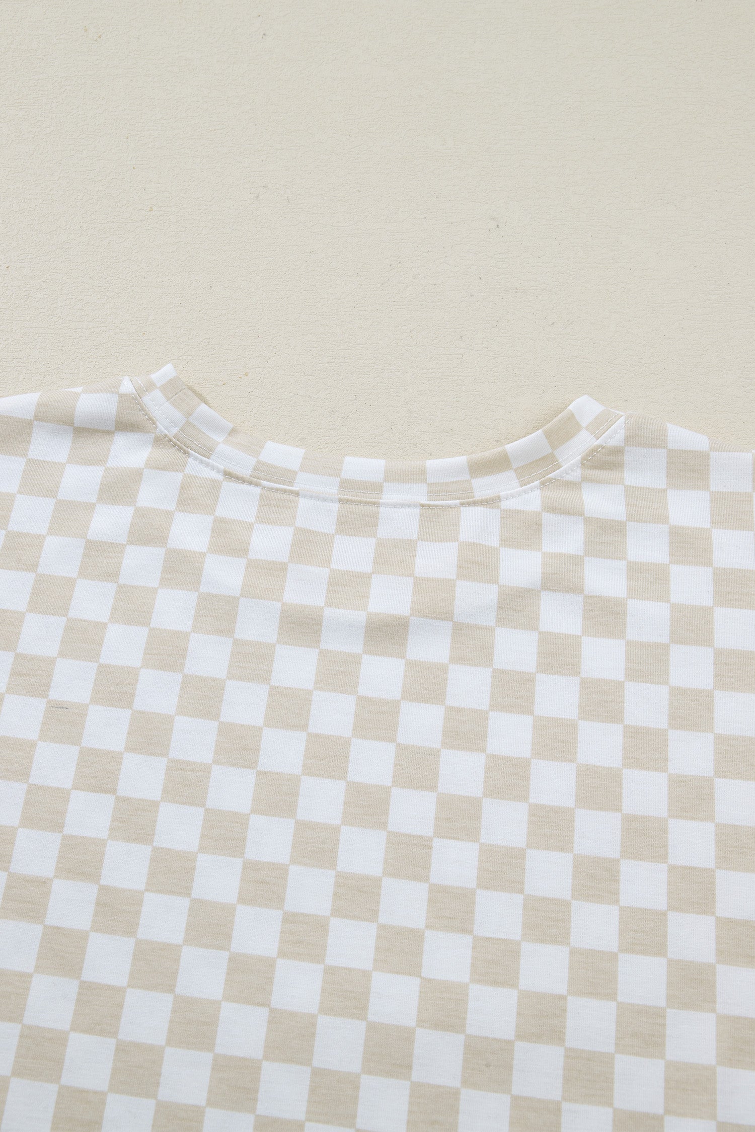 Khaki Checkered Print Half Sleeve Tee 2pcs Lounge Pant Set