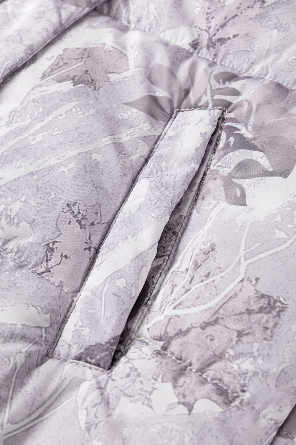 Brown Camo Leaf Print Winter Puffer Vest