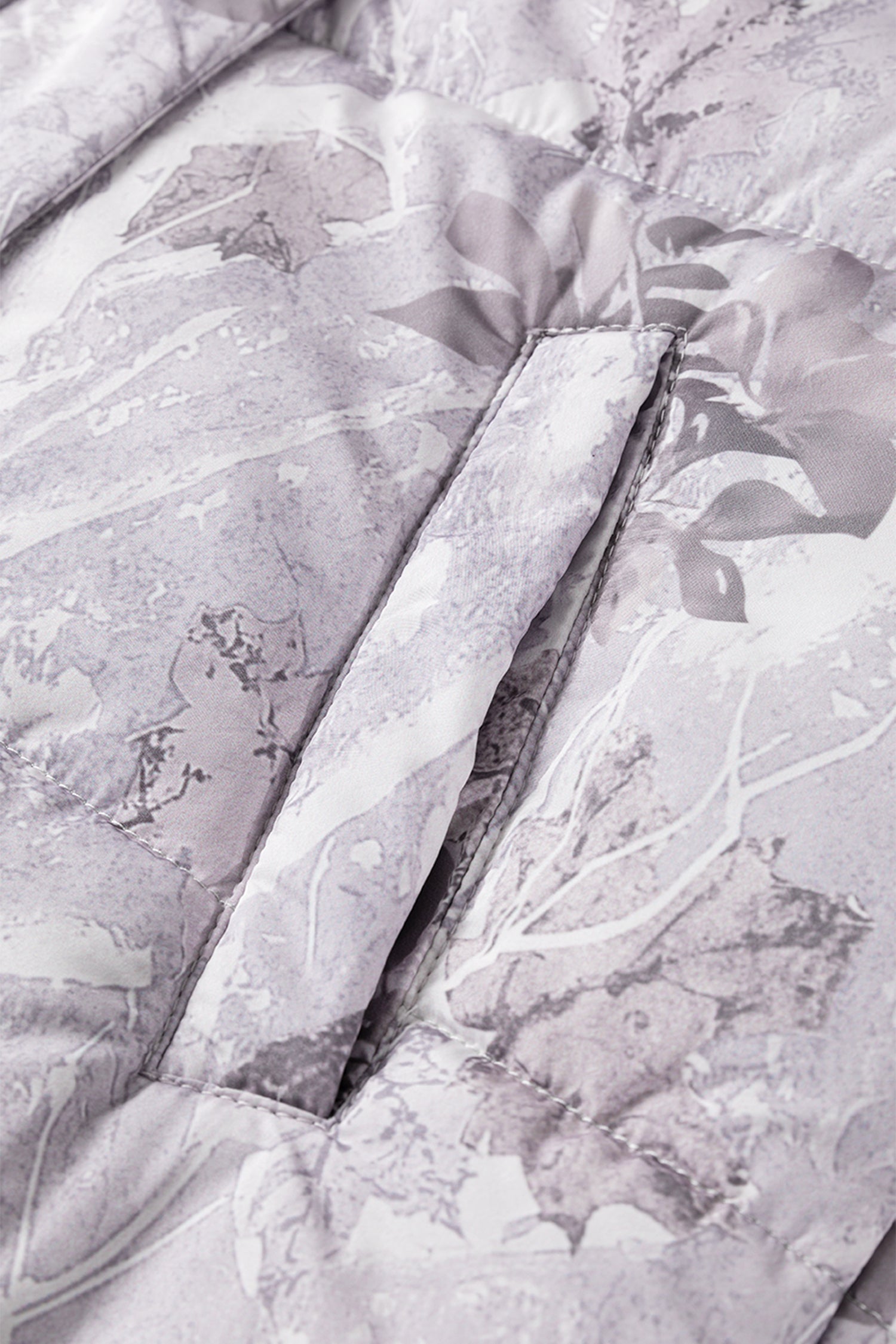 Brown Camo Leaf Print Winter Puffer Vest