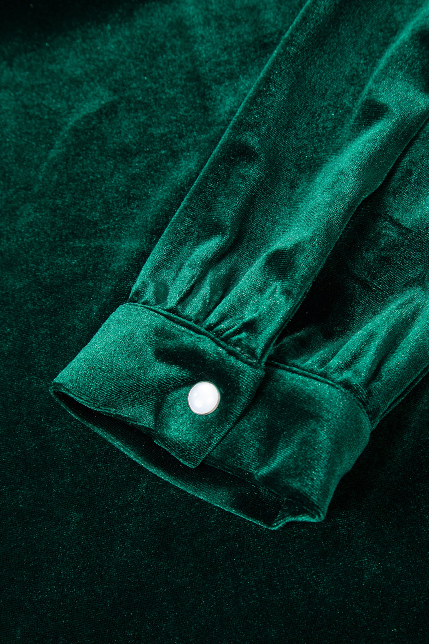 Red Dahlia Asymmetric Button Keyhole Neck Long Sleeve Velvet Blouse