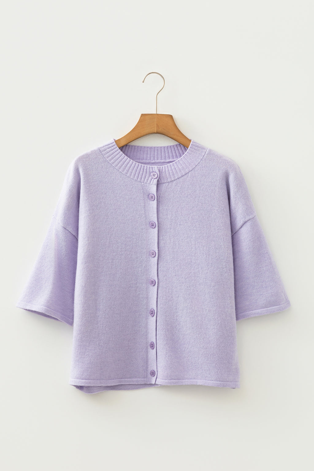 Lavendula 3/4 Sleeve Boxy Knit Button Down Sweater Cardigan
