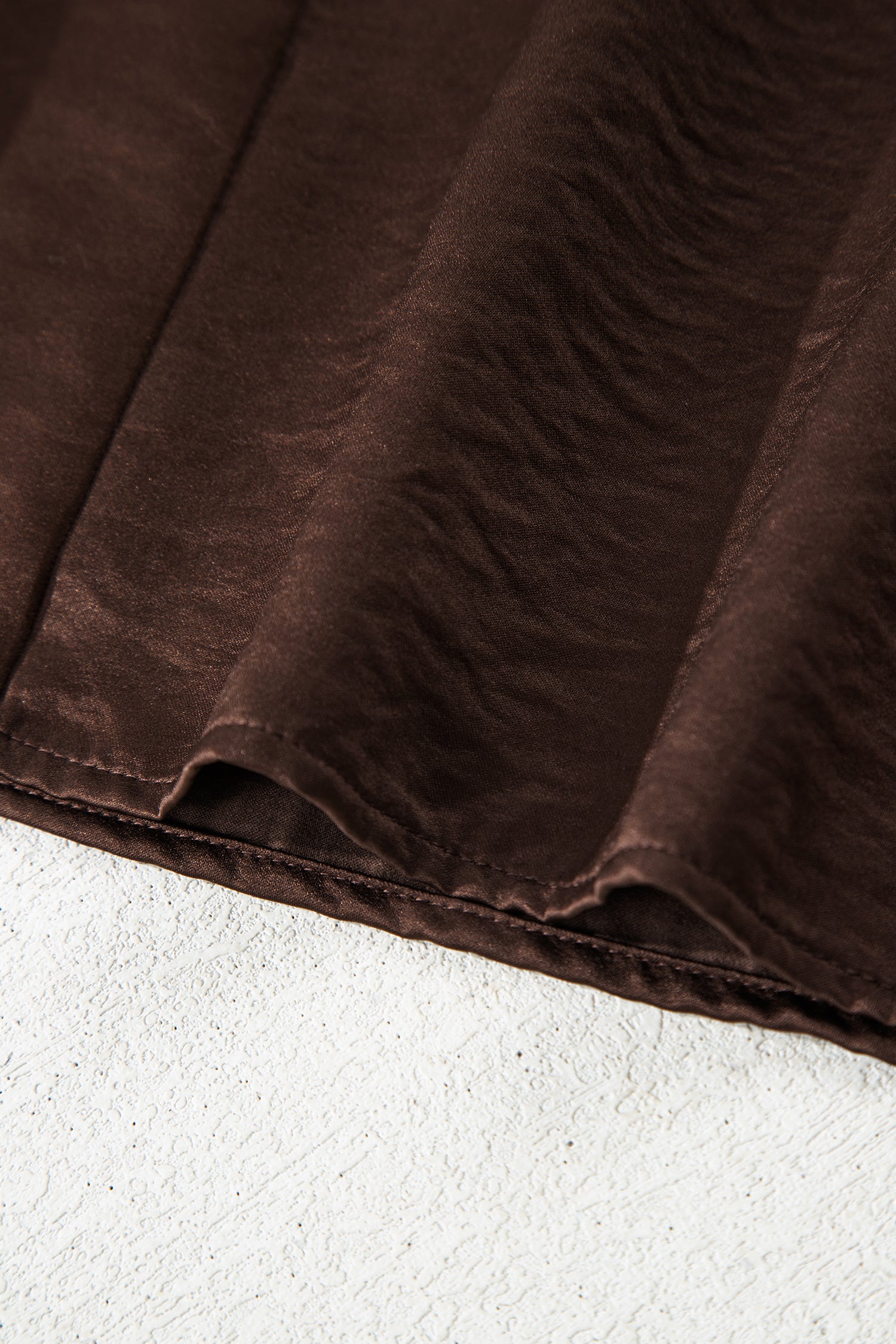 Dark Brown Braided V Neck Long Sleeve Loose Top and Drawstring High Waist Pants 2pcs Outfit