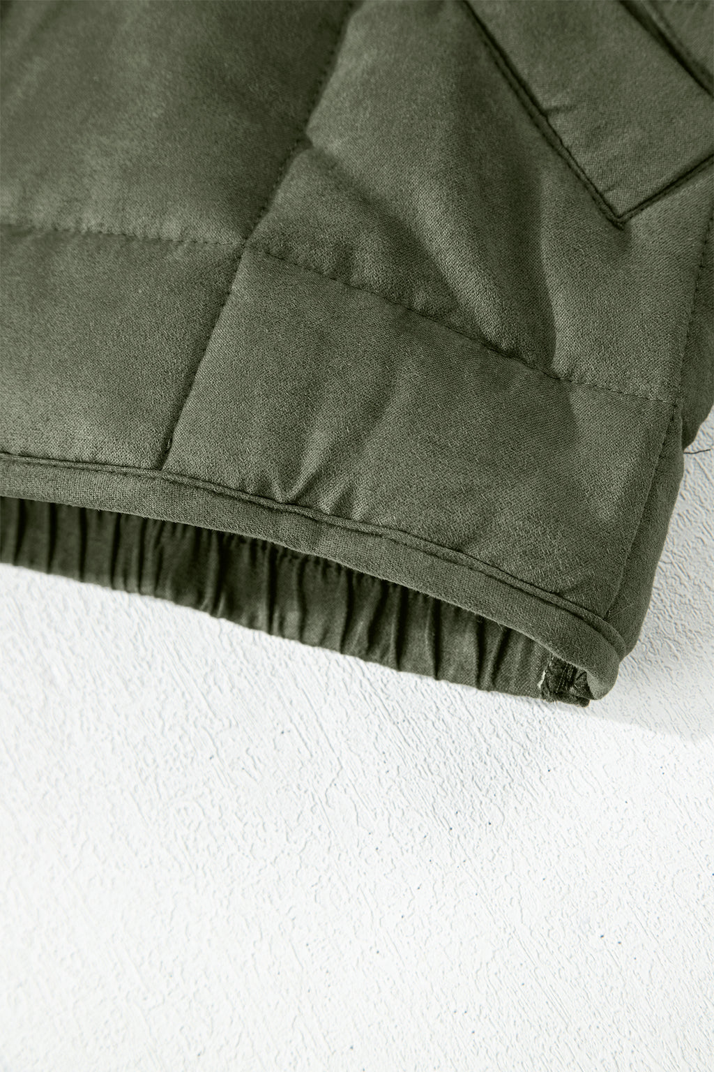 Green Zip-Up Pocket Quilted Jacket