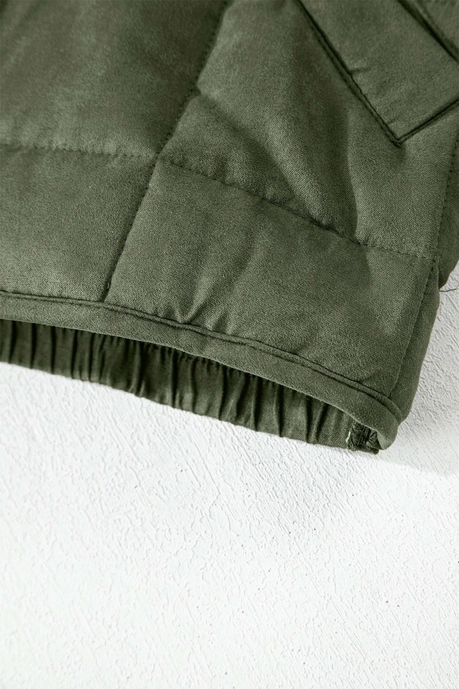 Green Zip-Up Pocket Quilted Jacket