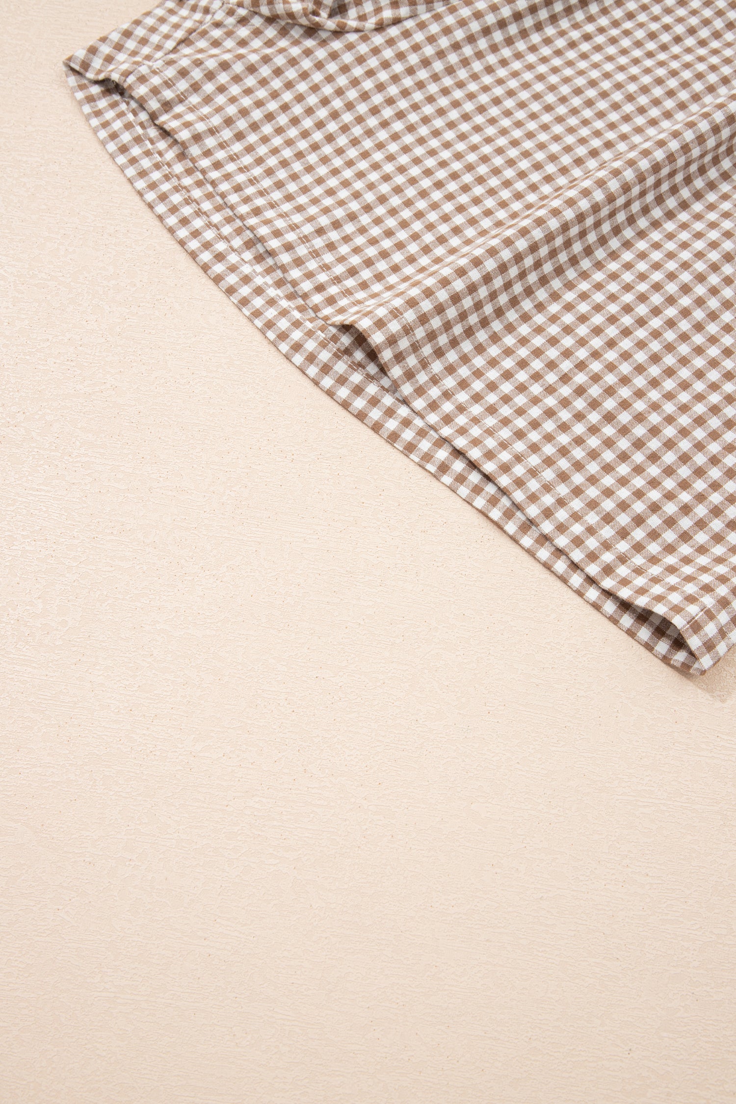 Green Contrast Trim Plaid Print Plus Size Shorts