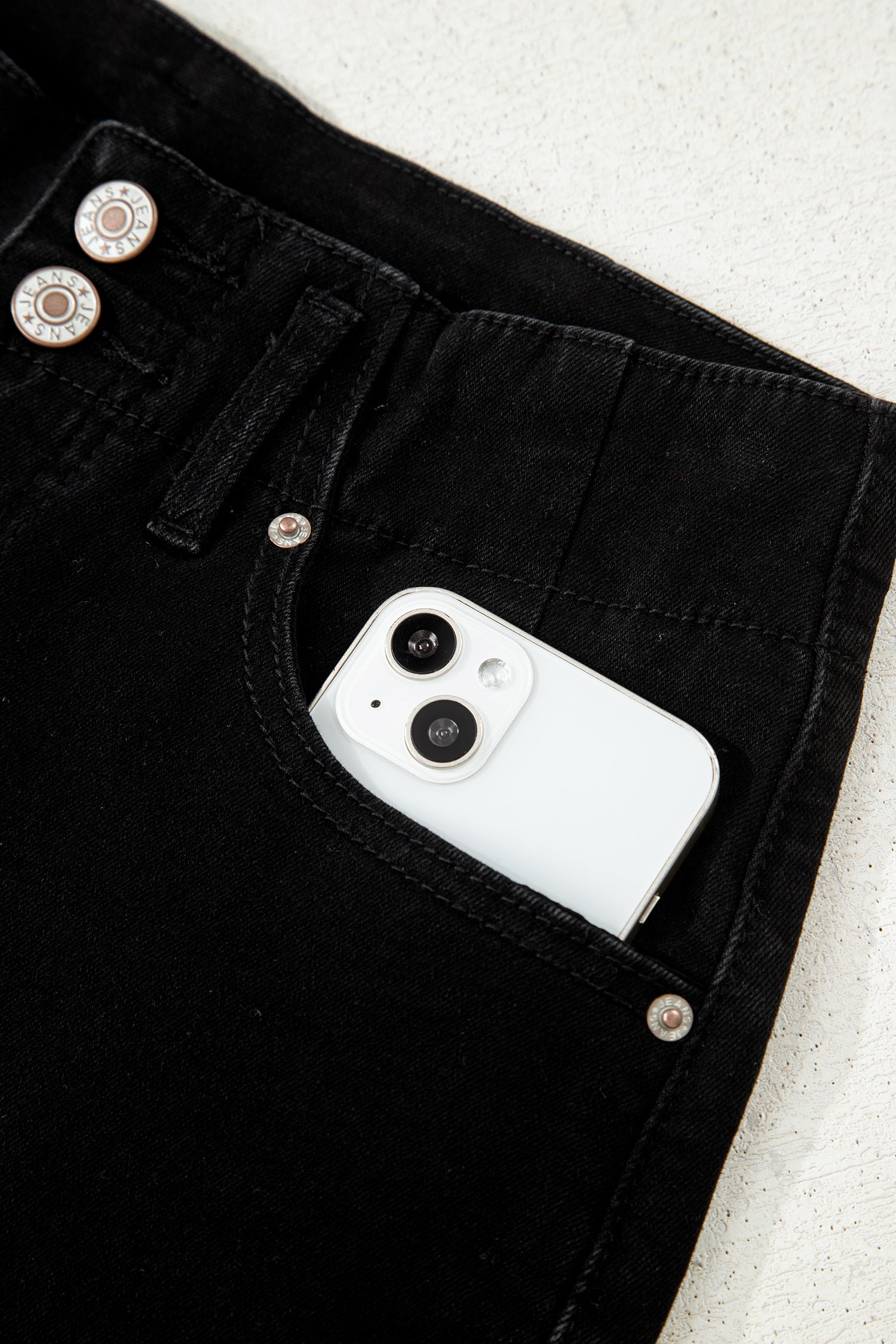 Black 2-Button High Waist Flared Bottom Jeans