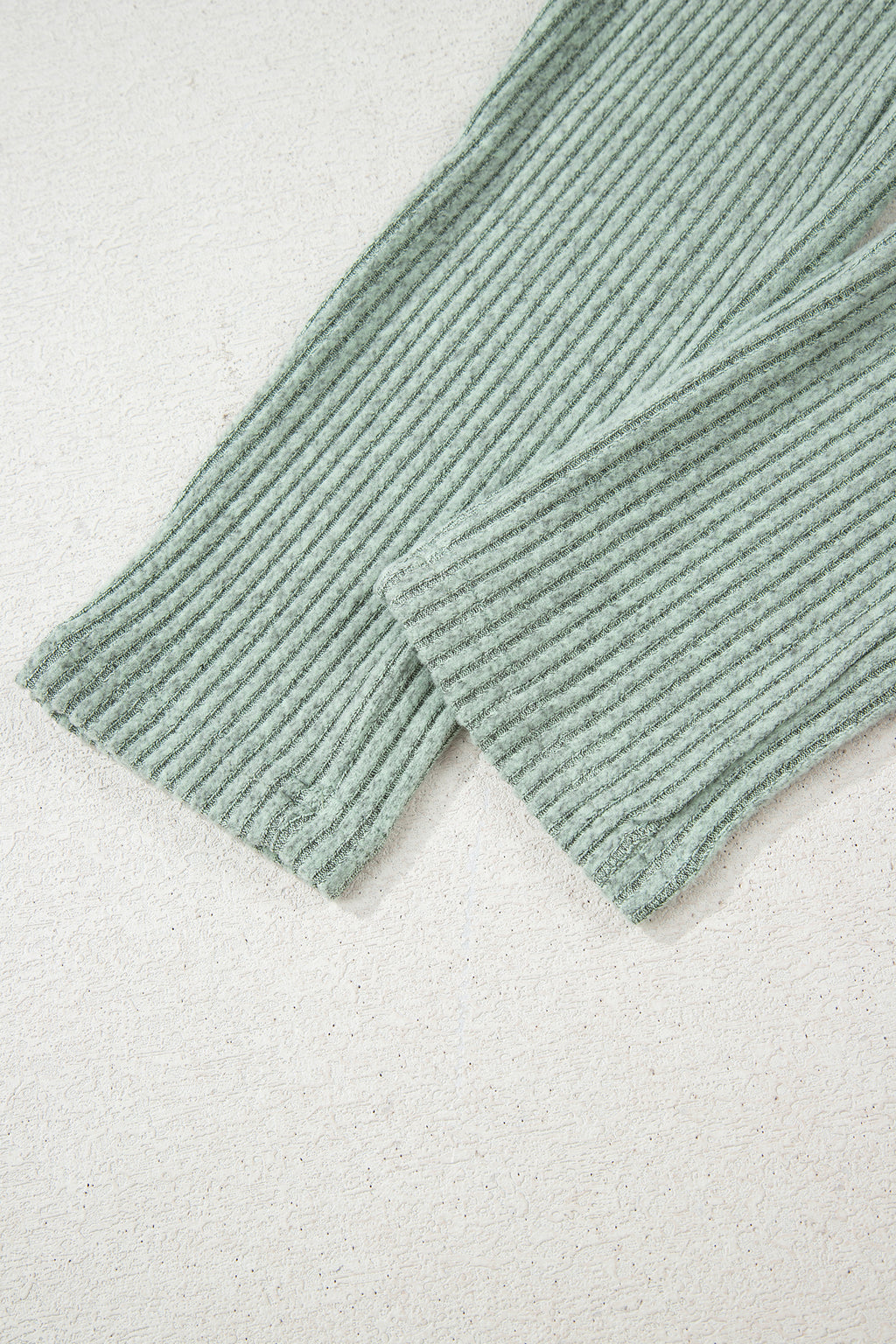 Racing Red Ribbed Notched Neck Knit Long Sleeve Leggings Two Pieces Lounge Set