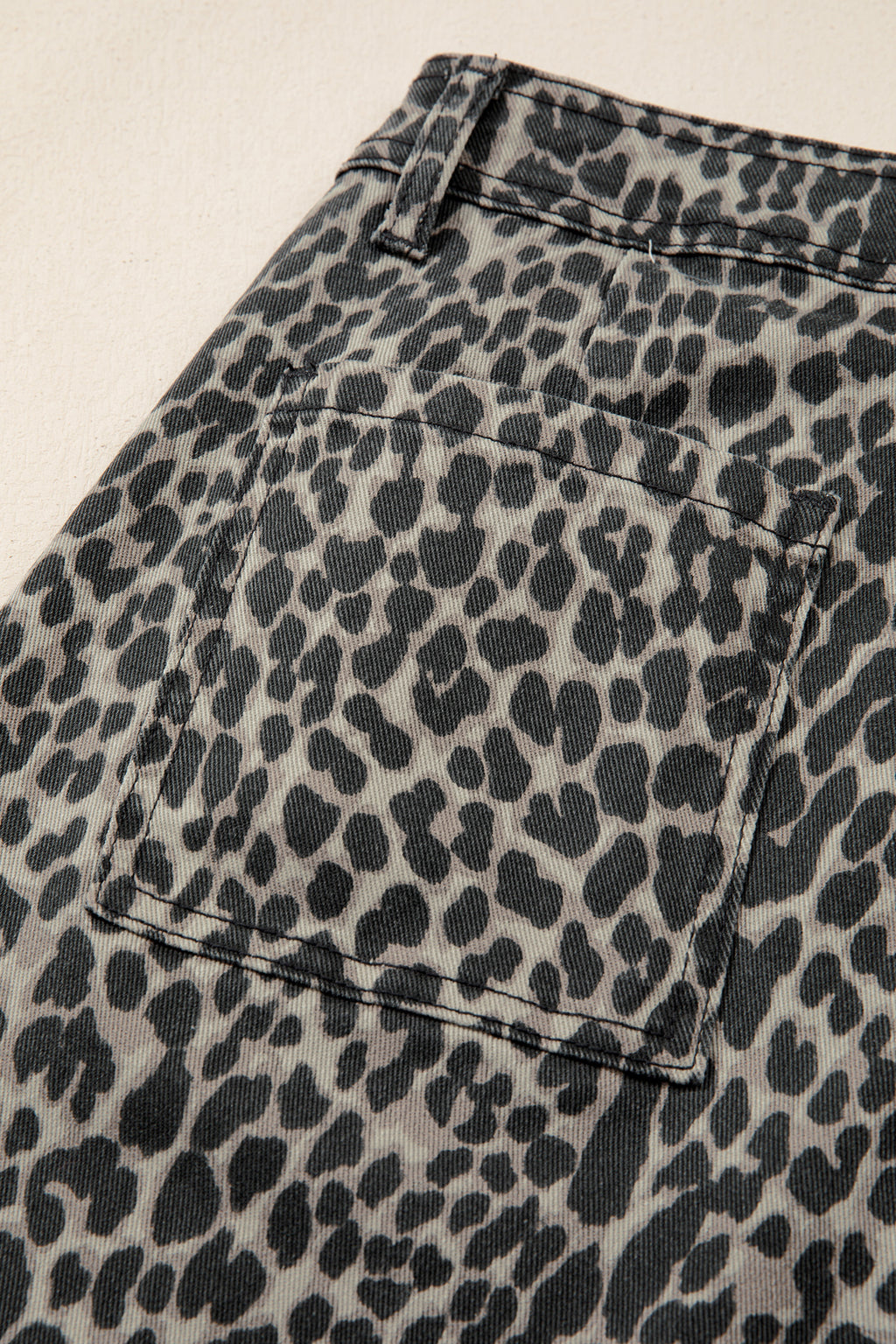 Black Leopard Print Wide Leg High Waist Jeans