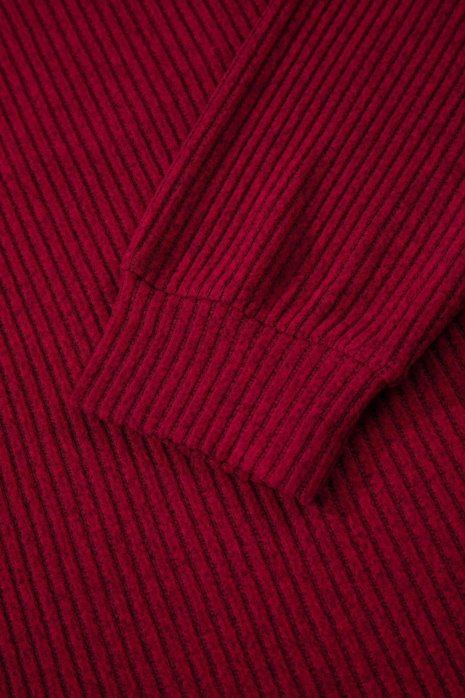 Simply Taupe Ribbed V Neck Contrast Ribbon Bow Back Drop Shoulder Long Sleeve Top