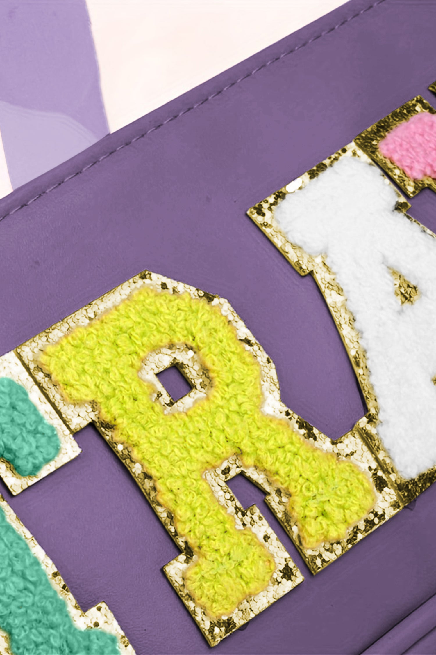 Light Pink TRAVEL Chenille Letter Clear PVC Makeup Bag