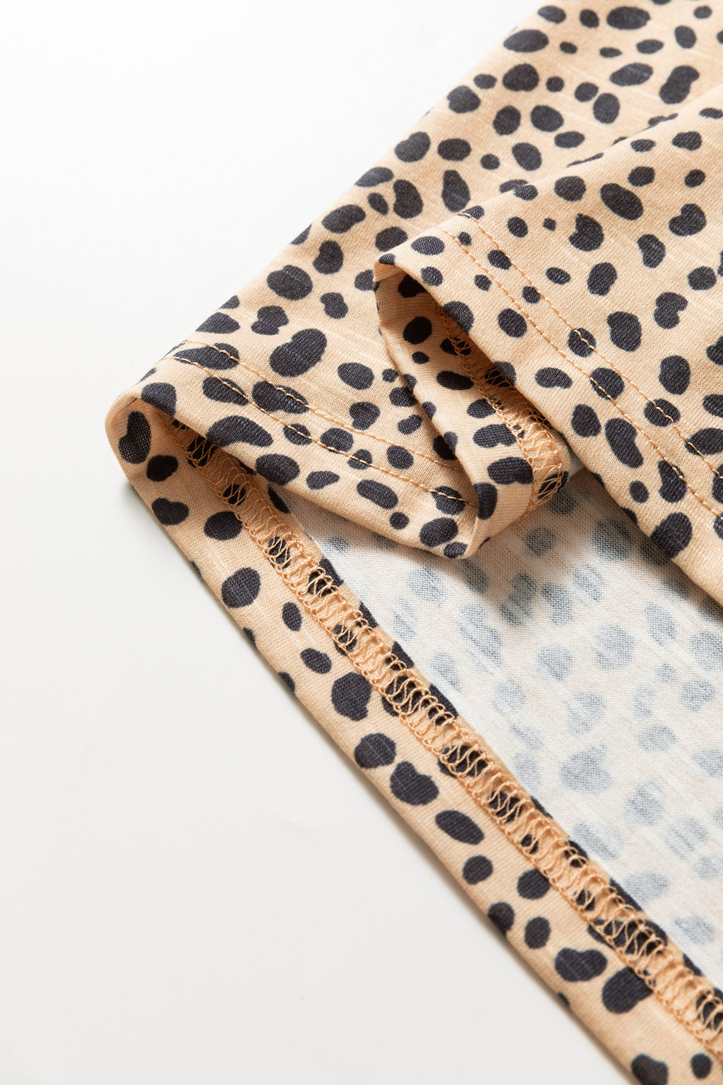 Apricot Cheeath Print Frilled V Neck Shirred Detail Short Sleeve Blouse