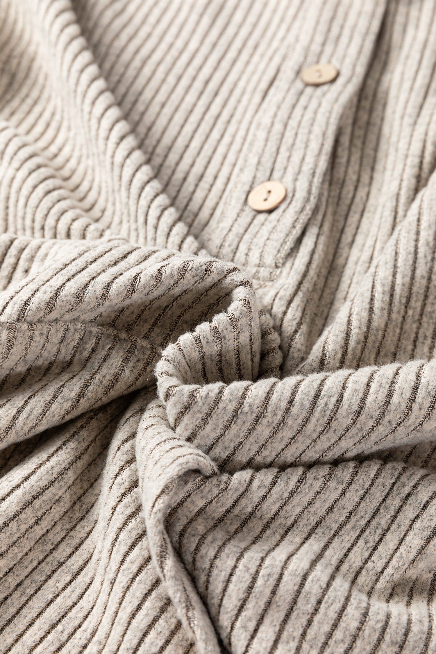 Simply Taupe Plus Size Ribbed Knit Kangaroo Pocket Henley Long Sleeve Top