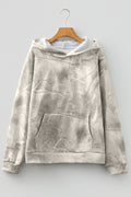 Beige Camouflage Woodland Print Oversized Sporty Hoodie