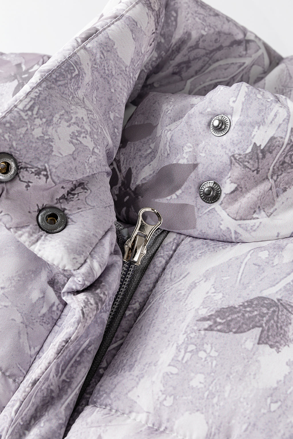 Brown Camo Leaf Print Winter Puffer Vest