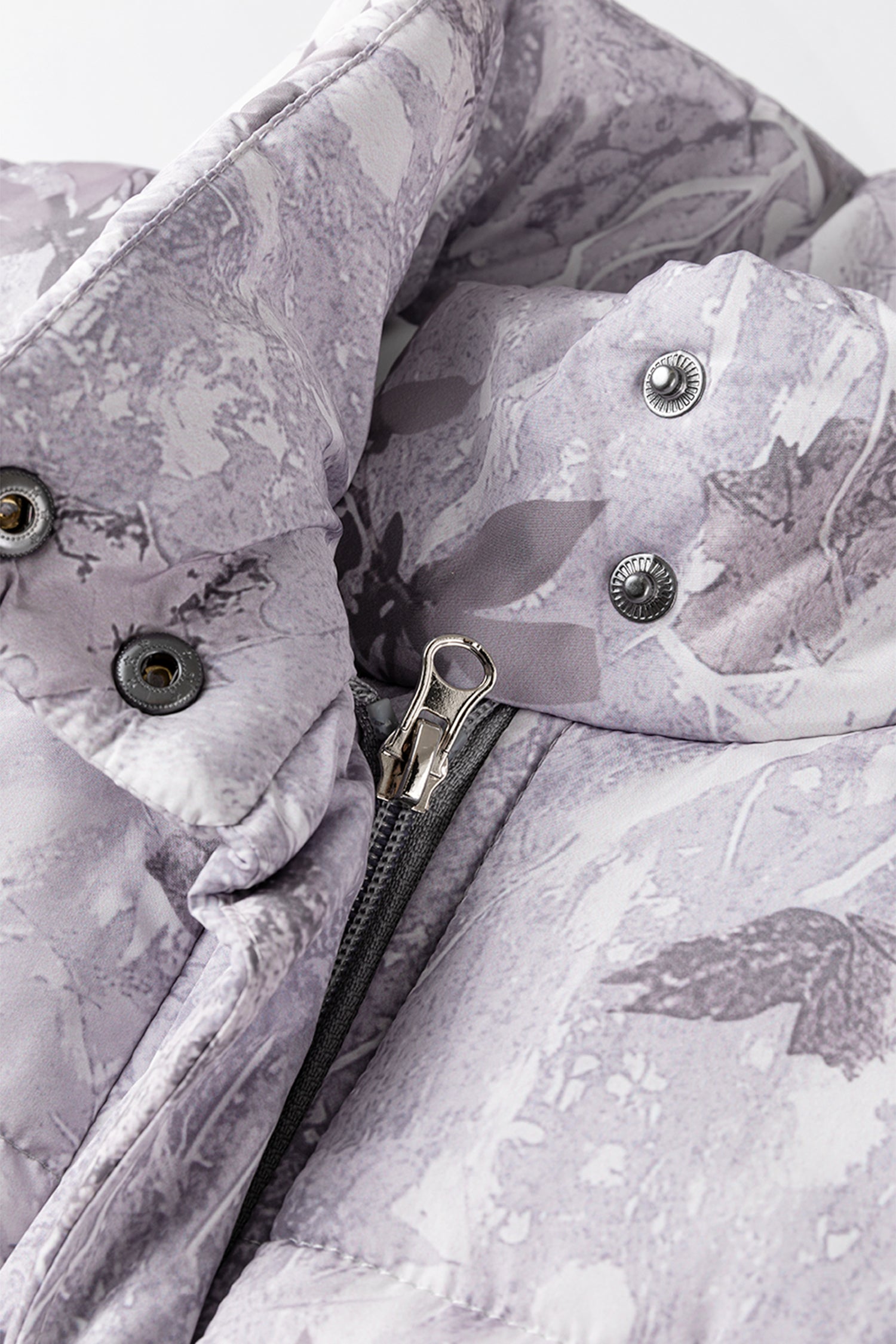 Brown Camo Leaf Print Winter Puffer Vest