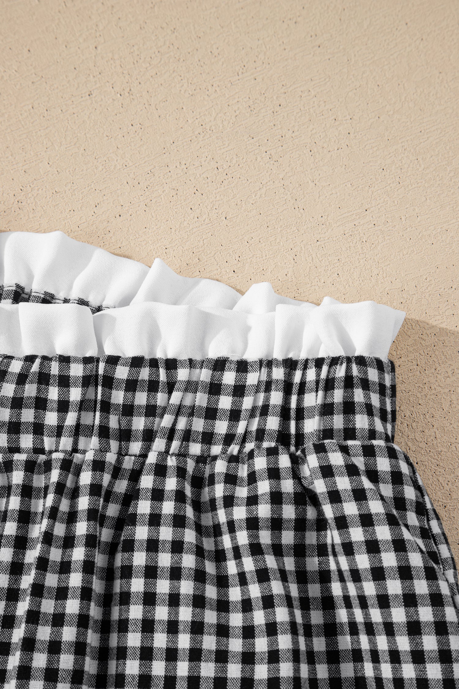 Green Contrast Trim Plaid Print Plus Size Shorts