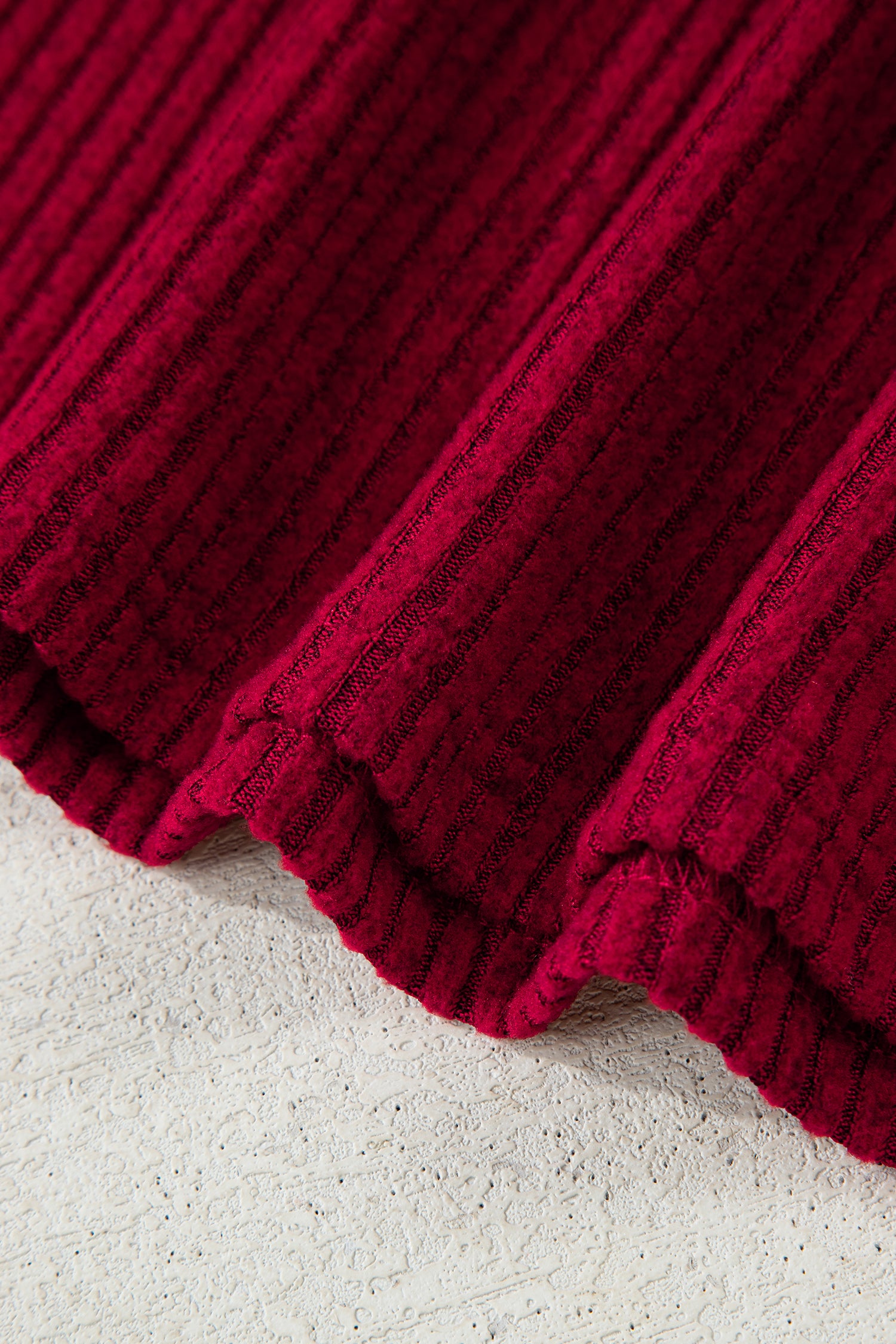 Simply Taupe Ribbed V Neck Contrast Ribbon Bow Back Drop Shoulder Long Sleeve Top