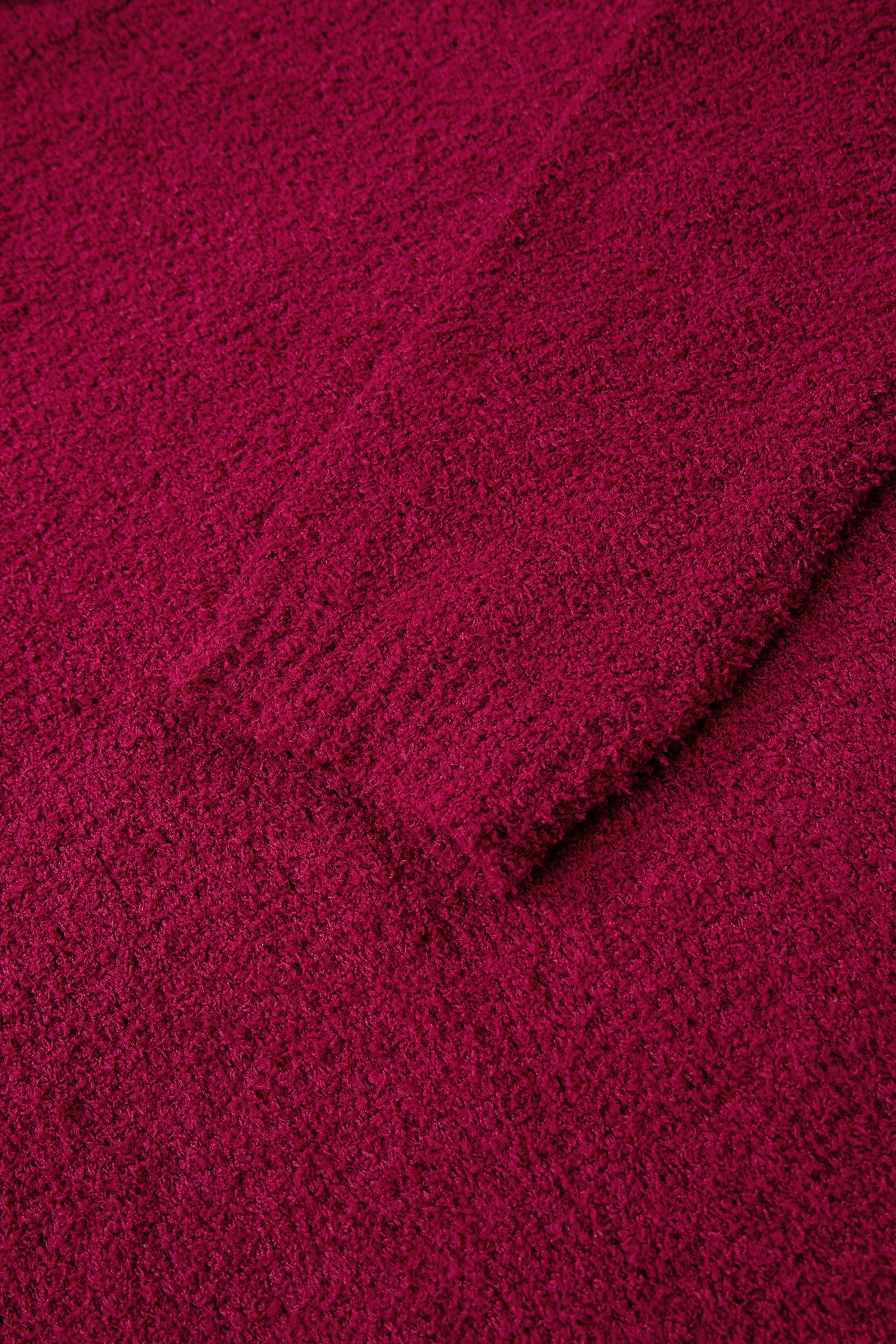 Burgundy Popcorn Mock Neck Solid Sweater