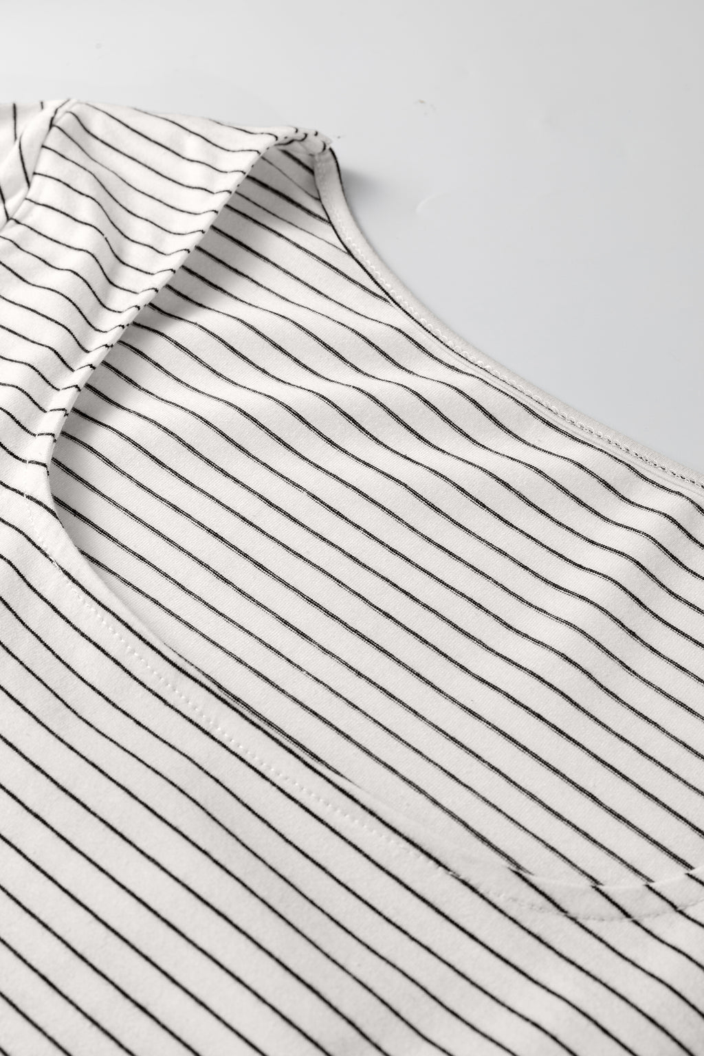 Brown Stripe Square Neck Long Sleeve Top