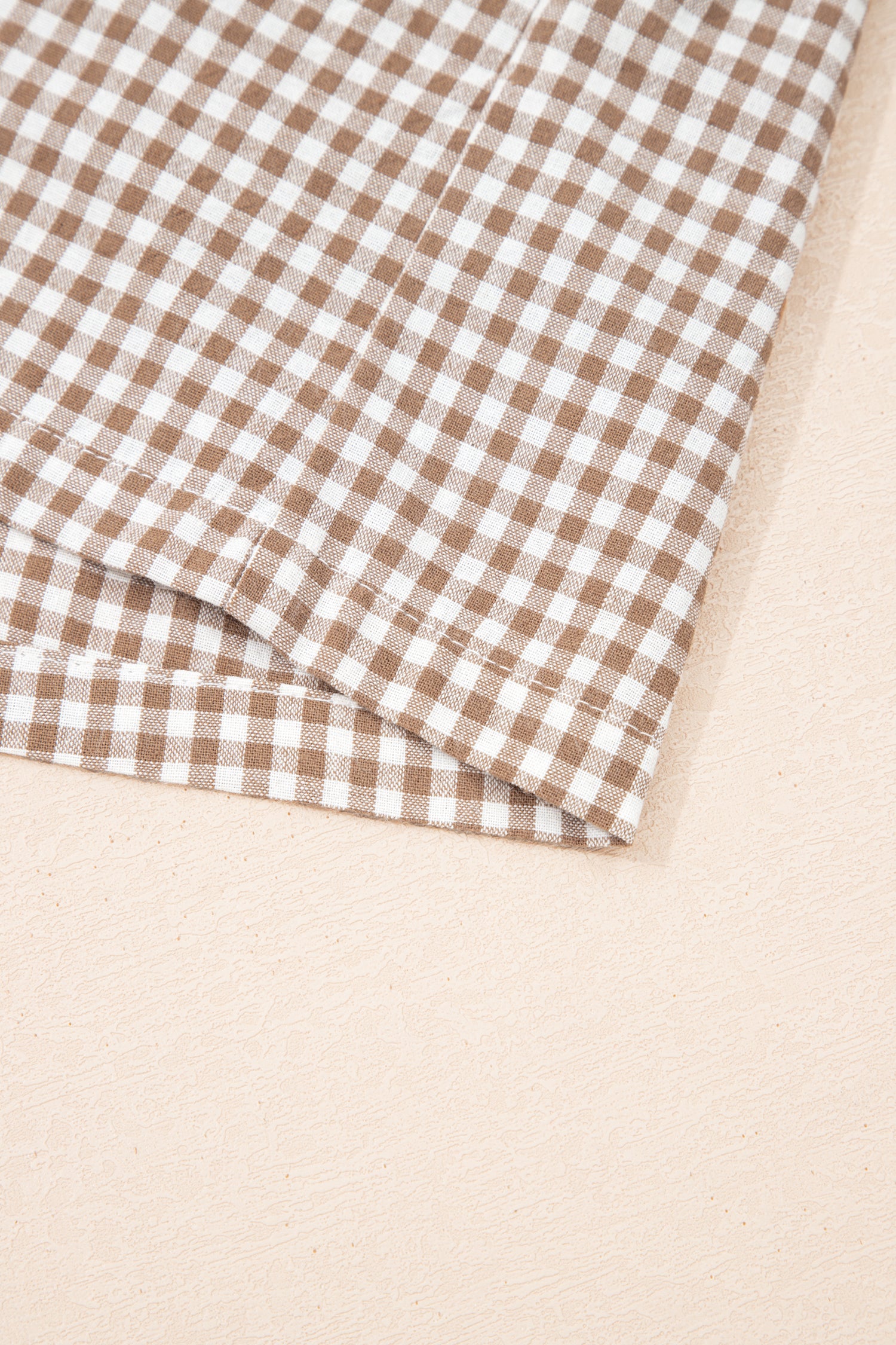 Green Contrast Trim Plaid Print Plus Size Shorts