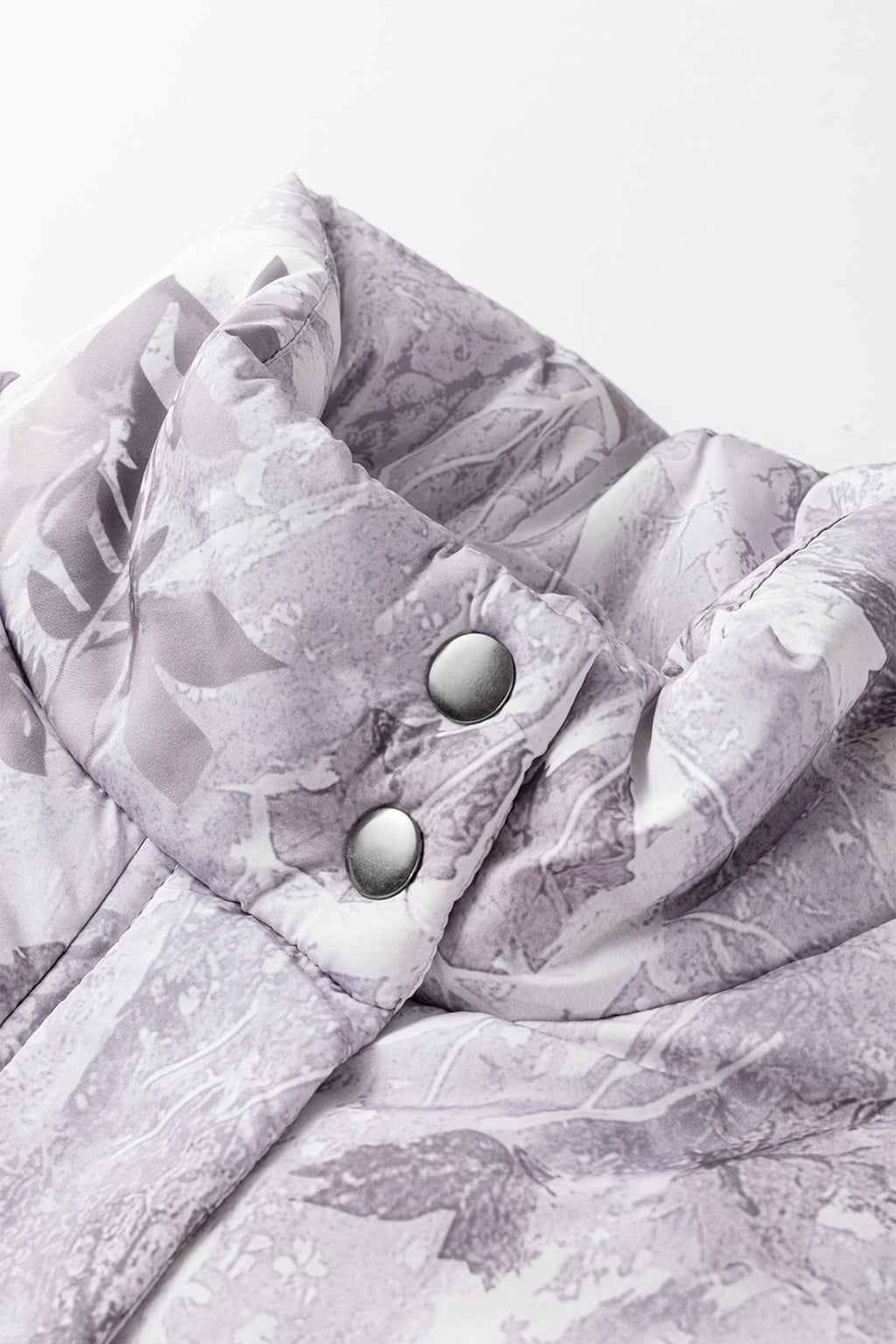 Brown Camo Leaf Print Winter Puffer Vest